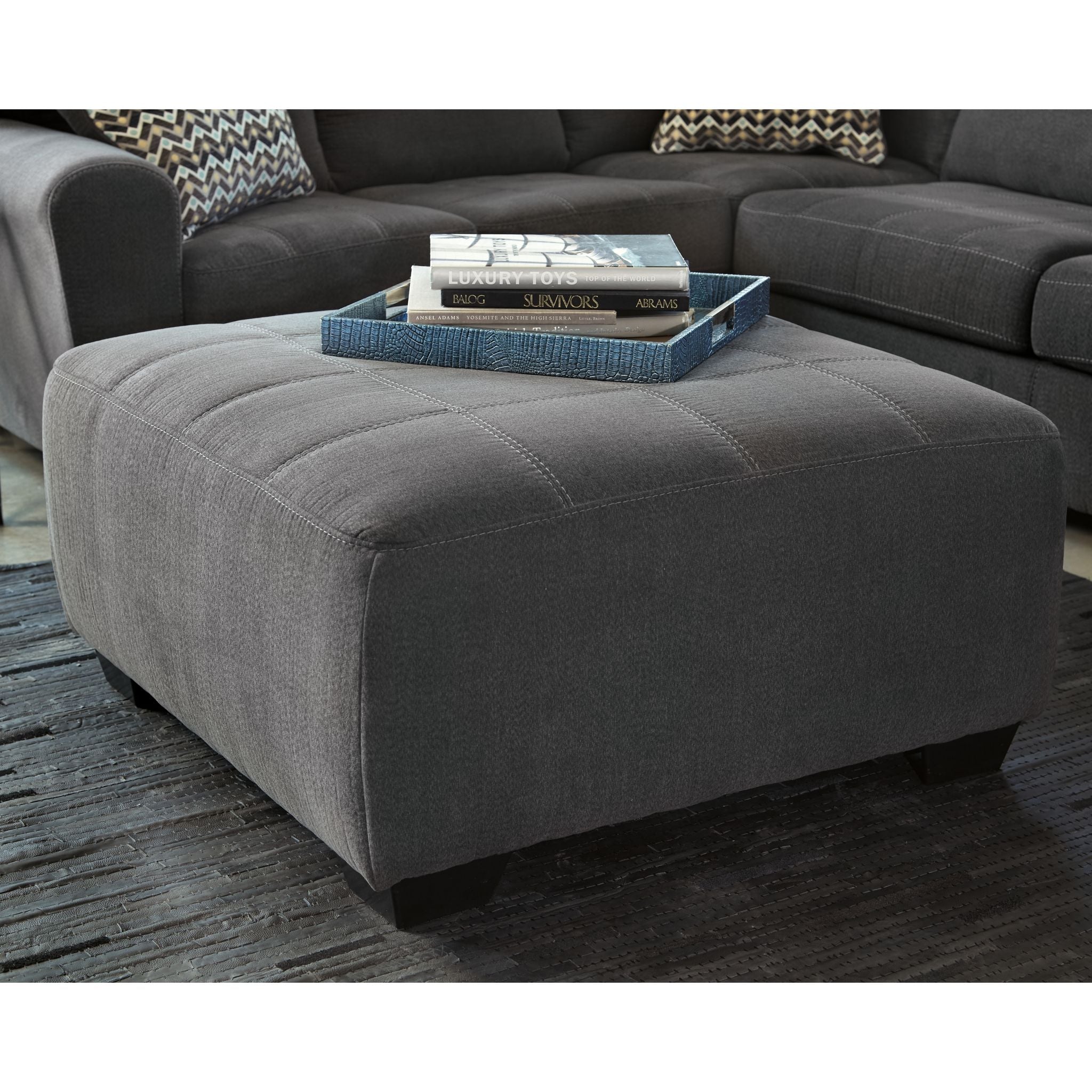 Ambee Oversized Accent Ottoman with Storage - Slate Gray Tufted Footrest Pouf for Living Room, Bedroom & Home Decor
