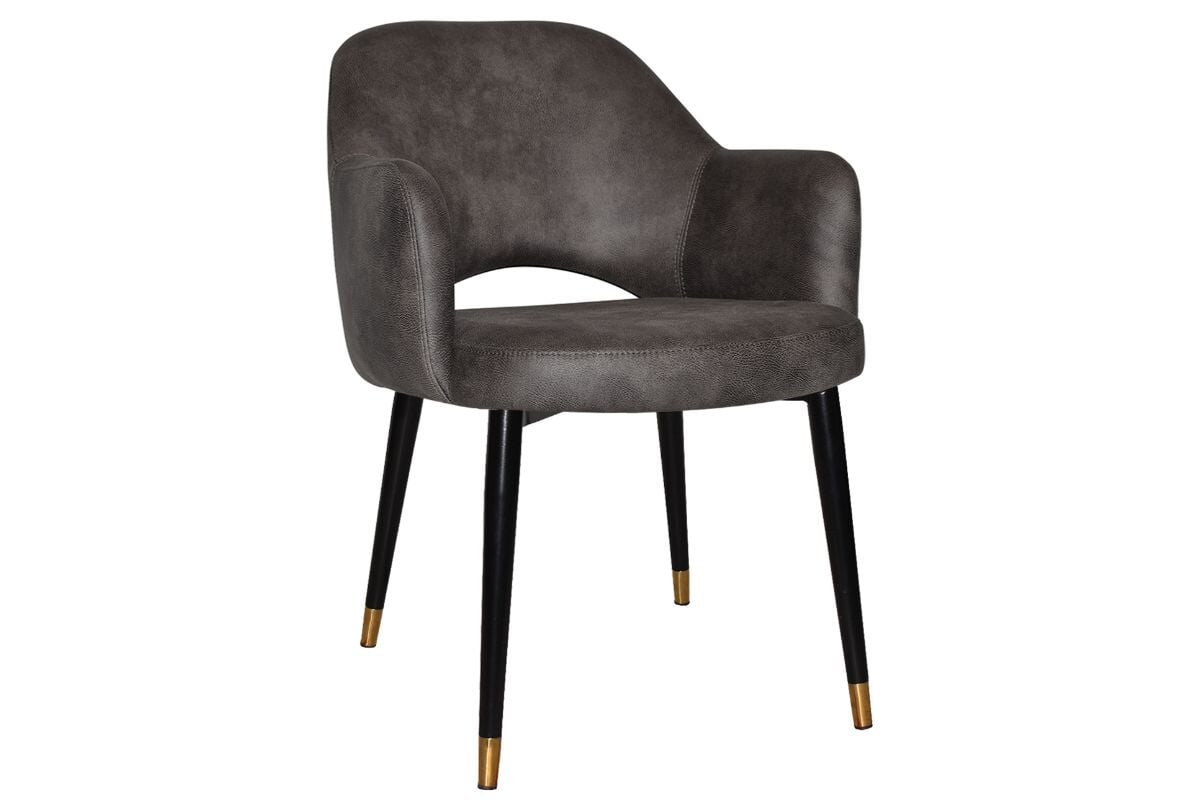 EZ Hospitality Cairo Indoor Armchair with Metal Base - Slim Black Brass 4-Leg Design for Living Room, Office or Dining Room Decor