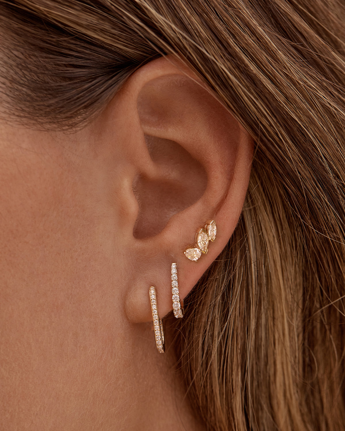 14K Solid Gold Petal Lab Grown Diamond Earrings - Hypoallergenic Stud Earrings for Women - Perfect for Weddings, Anniversaries & Everyday Elegance