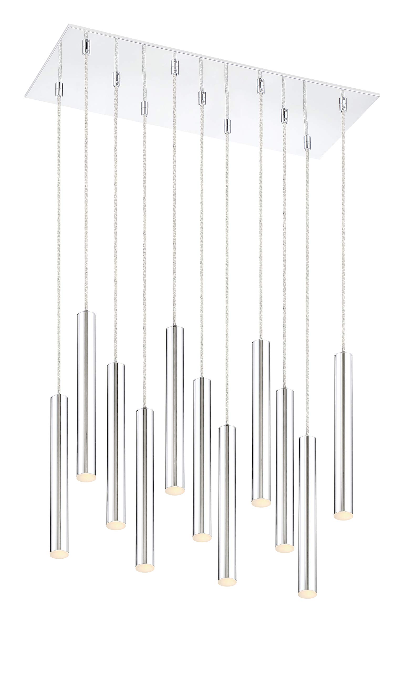 11-Light Chrome Island Pendant Lighting Fixture for Kitchen, Dining Room, and Billiard Room - Modern Farmhouse Chandelier with Adjustable Height