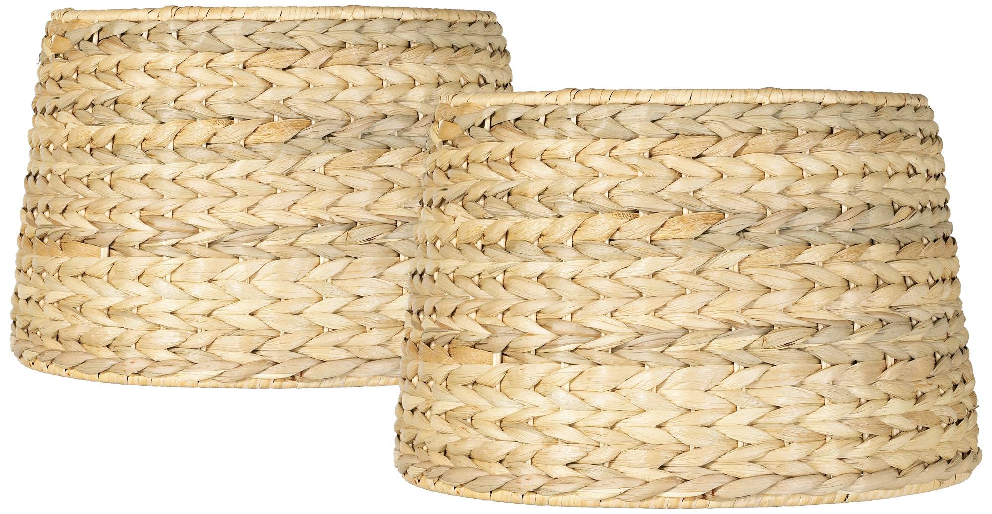 Set of 2 Natural Woven Seagrass Drum Lamp Shades - 10