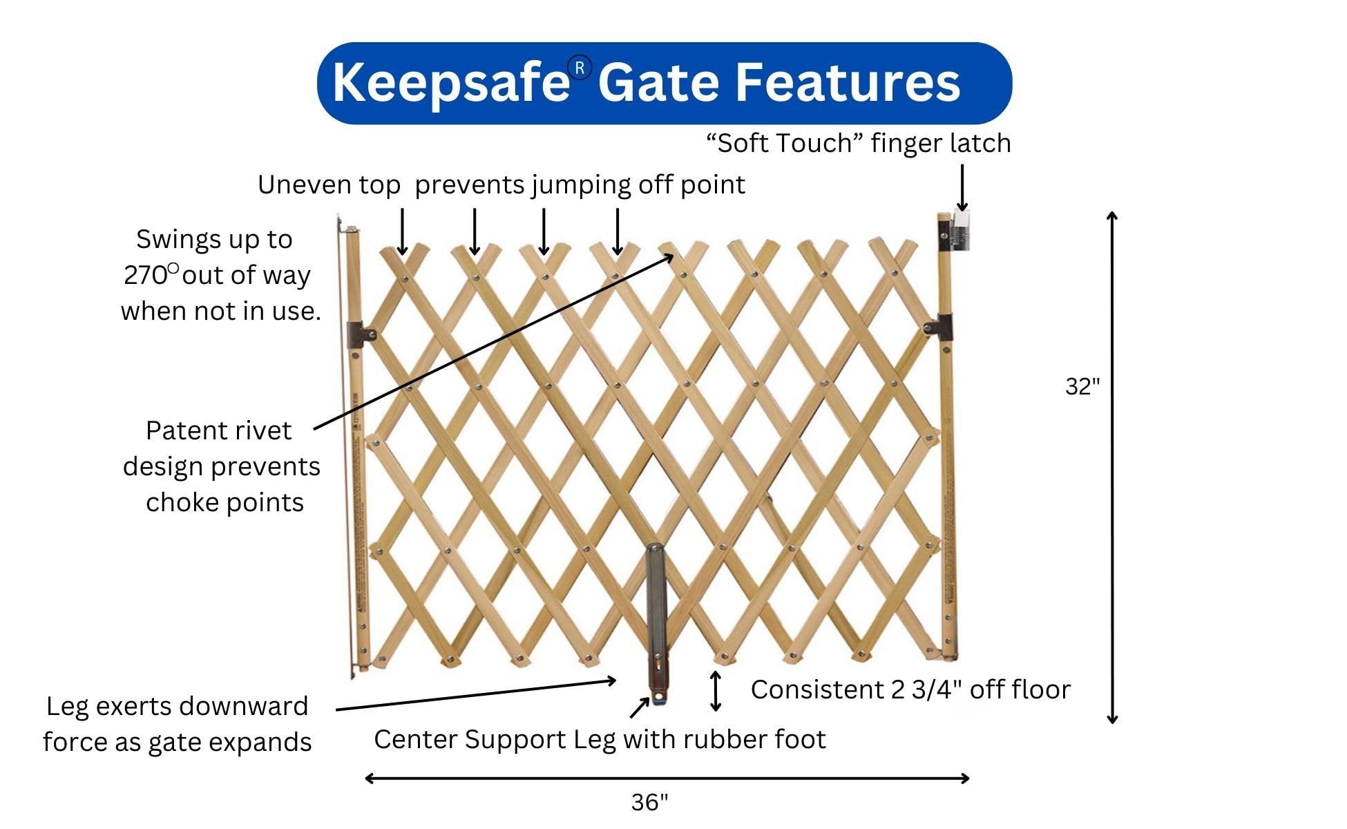 GMI Keepsafe 60-Inch Brown Metal Dog Gate - Heavy Duty Pet Barrier for Large Dogs up to 7.5 lbs - Perfect for Doorways, Stairs & Room Separation