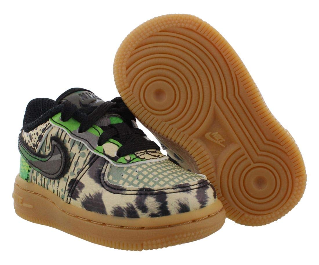 Nike Air Force 1 TD QS Baby Boys' Sneakers - Size 6 - Black/Black/Green Spark - Comfortable & Stylish for Everyday Wear, Playdates & Special Occasions