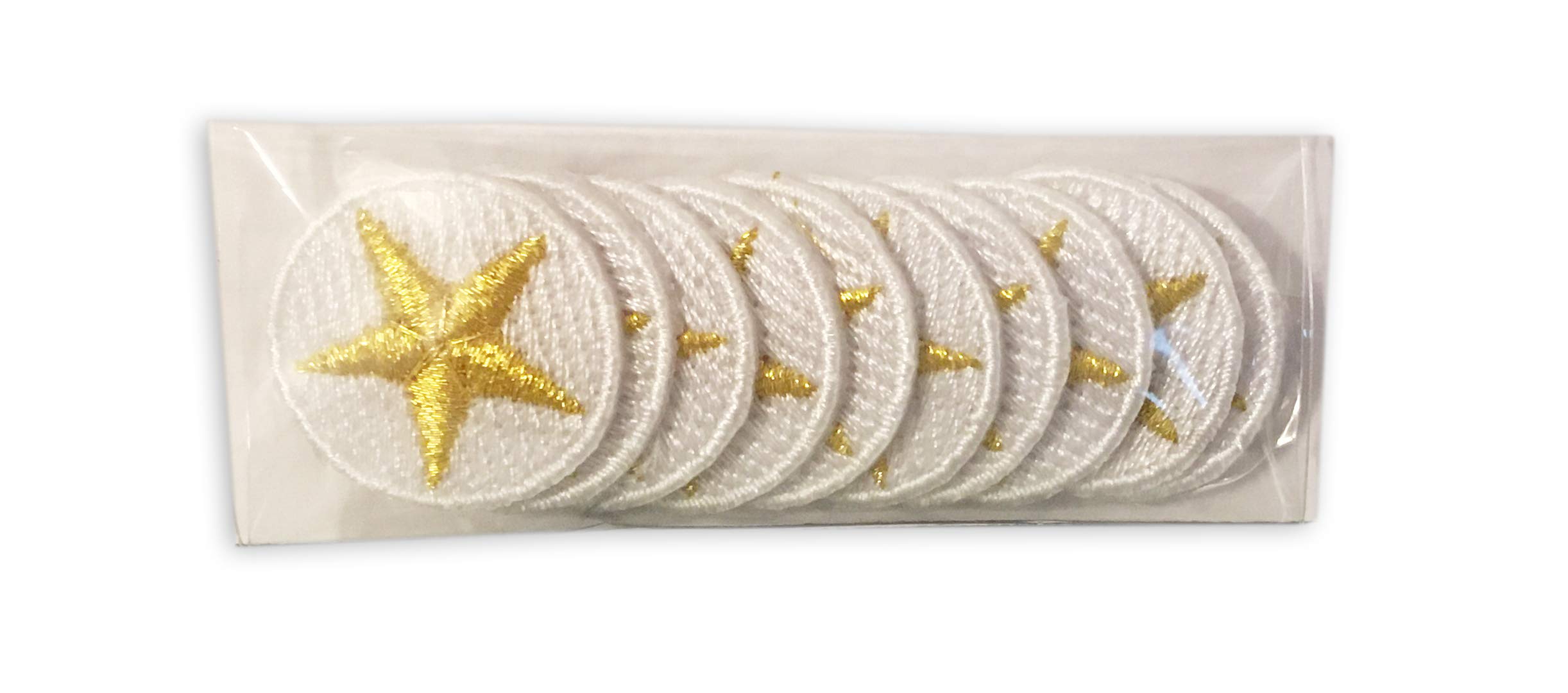 10 Pack 1'' Gold Star Iron On Embroidered Patches - Premium Gold & White Motivational Reward Badges for Scouts, Students & Teachers - Perfect for Uniforms, Jackets & Backpacks
