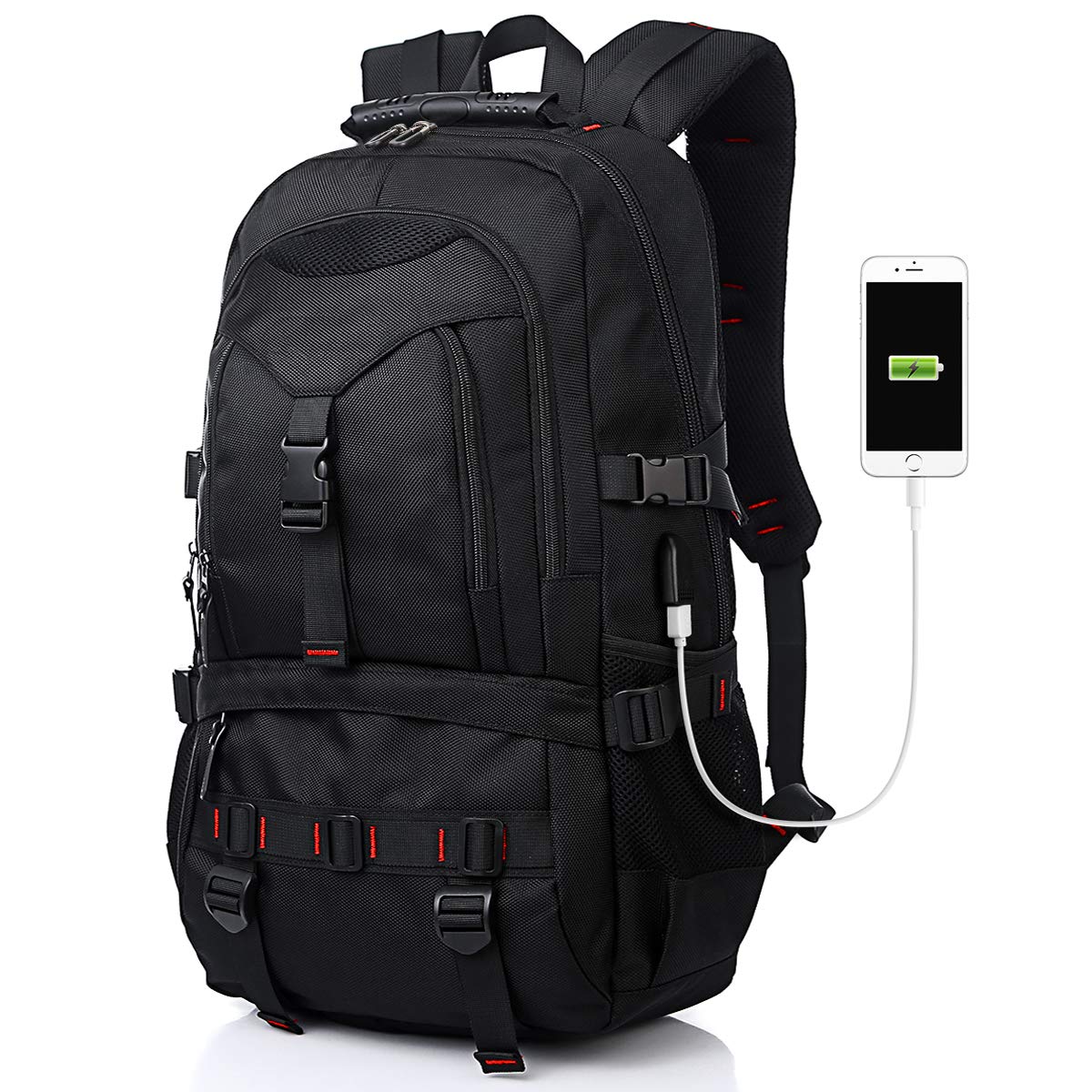 Tocode 17-Inch Laptop Backpack with USB Charging Port & Headphone Jack - Water Resistant Anti-Theft Business Backpack for Men & Women - Perfect for Work, School, Travel & Commuting
