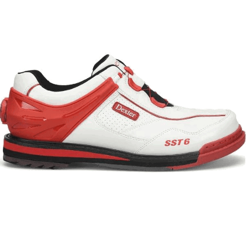 Dexter Men's SST 6 Hybrid BOA Bowling Shoes - Right Hand Wide Fit - White/Red - Perfect for League Play & Tournament Performance