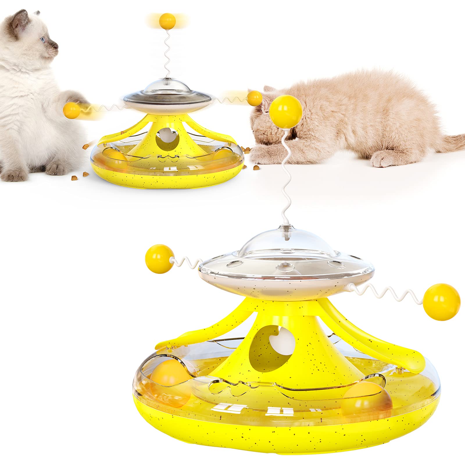 BENGBENG Cat Slow Feeder Toy with Rotating Balls - Interactive Pet Food Dispenser & Fun Track Toy for Cats - Perfect for Mealtime Enrichment and Playtime Stimulation