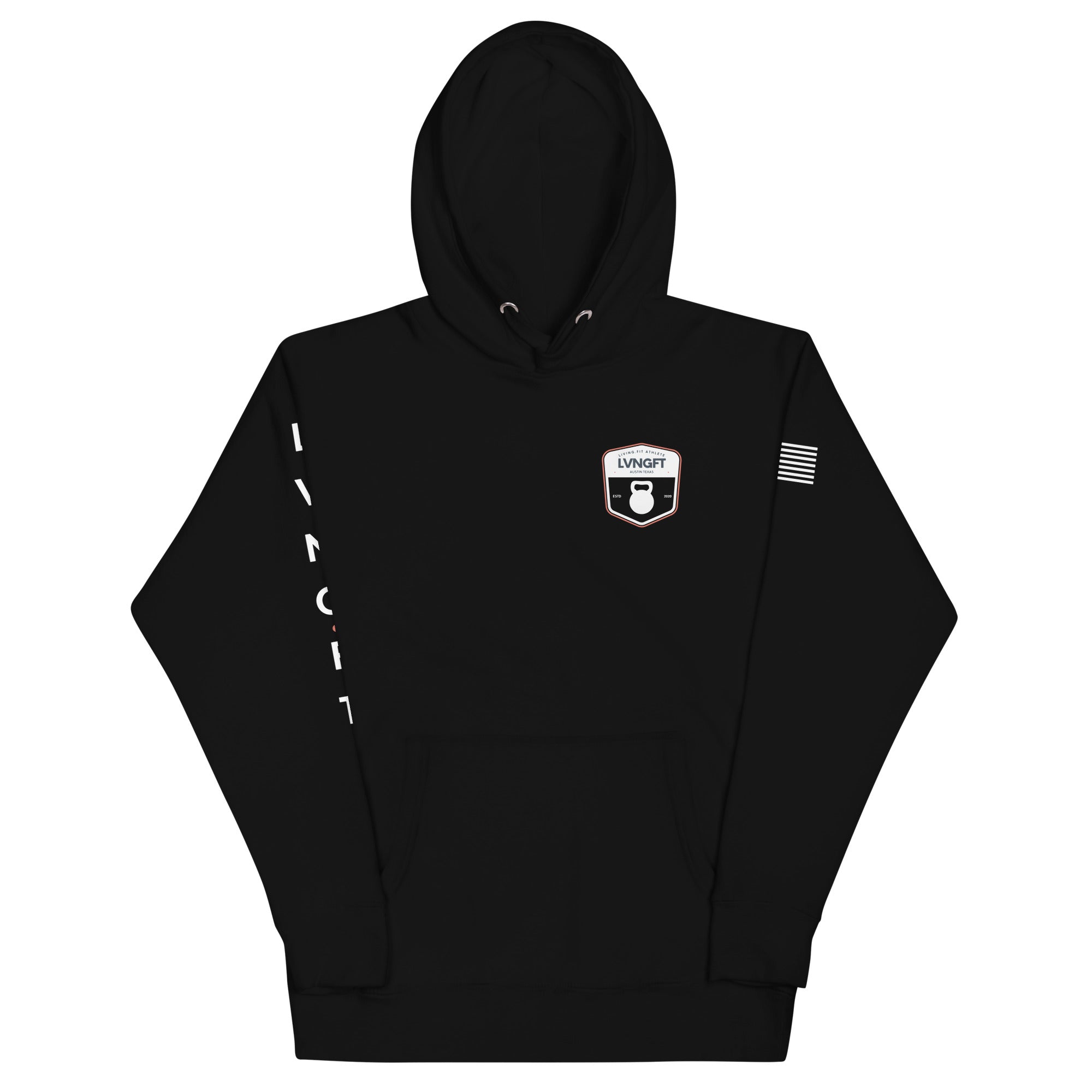 LVNGFT Kettlebell Badge Hoodie - Premium Workout Hooded Sweatshirt for Gym & CrossFit Training - Comfortable Fitness Apparel for Men & Women