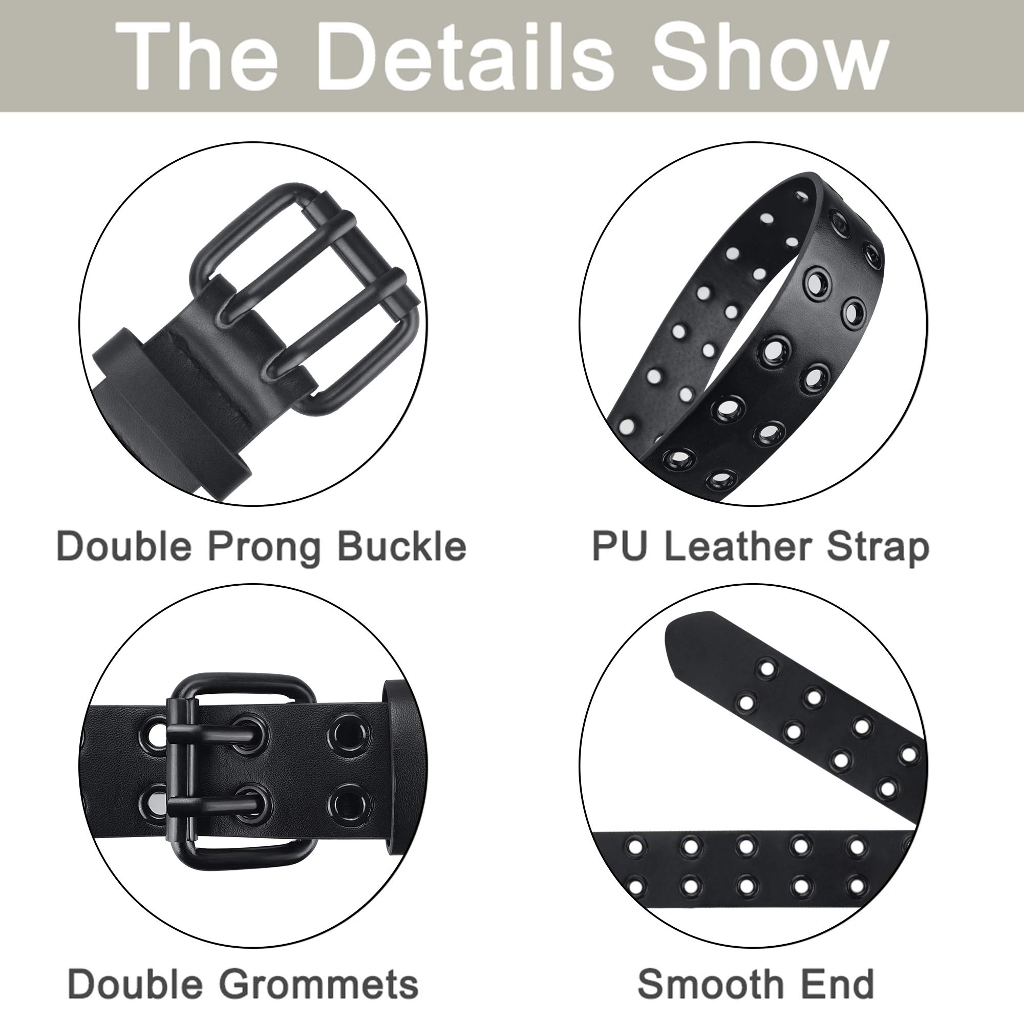 Stylish Grommet Leather Belts for Women & Men - Adjustable Double Hole Design - Perfect for Casual, Office & Formal Wear