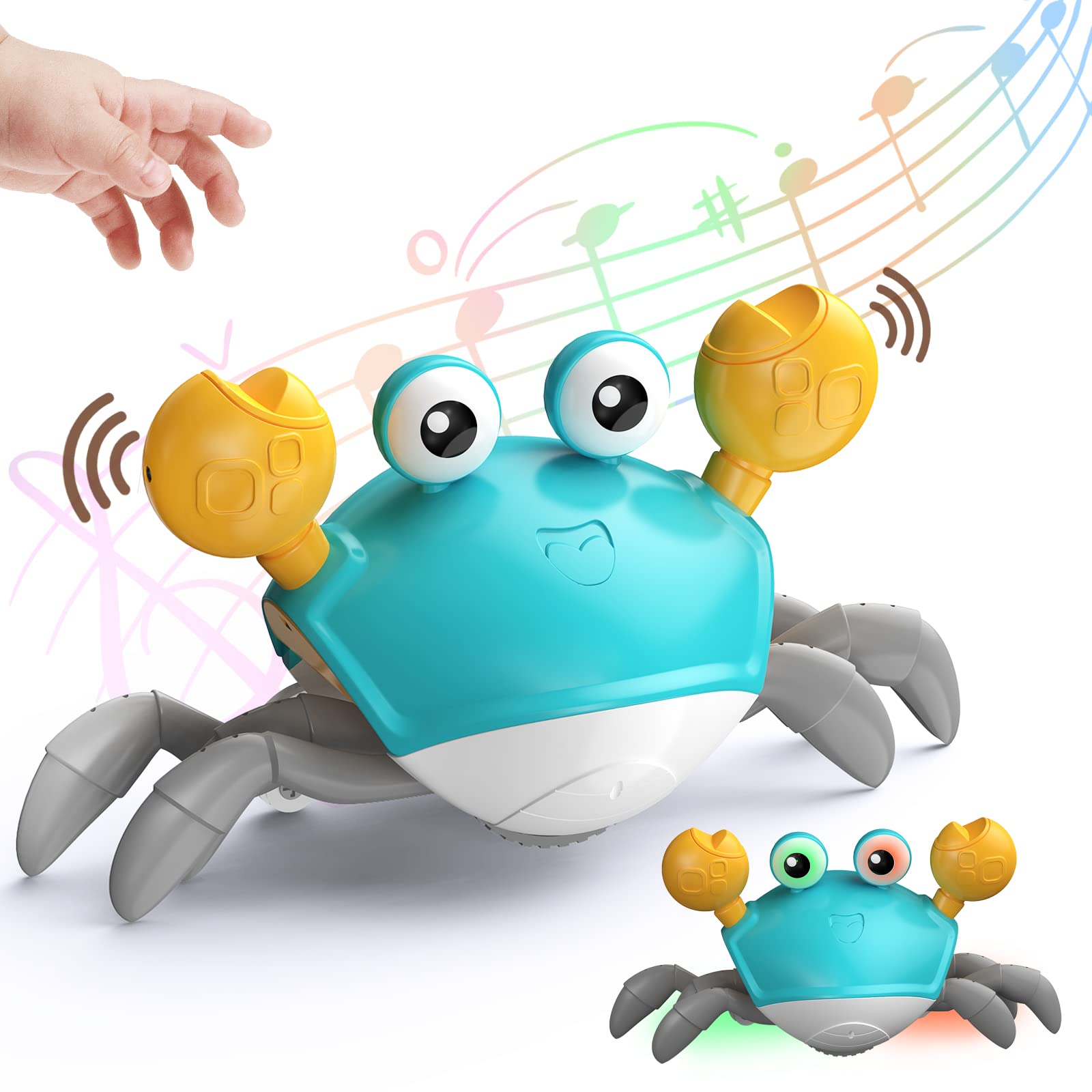 YUISTRE Musical Crawling Crab Baby Toy with Lights - Interactive Sensory Toy for Tummy Time, Infant Developmental Play for Boys & Girls Ages 0-12 Months & 1-3 Years - Perfect Gift for Newborns, Crawling Practice & Early Learning