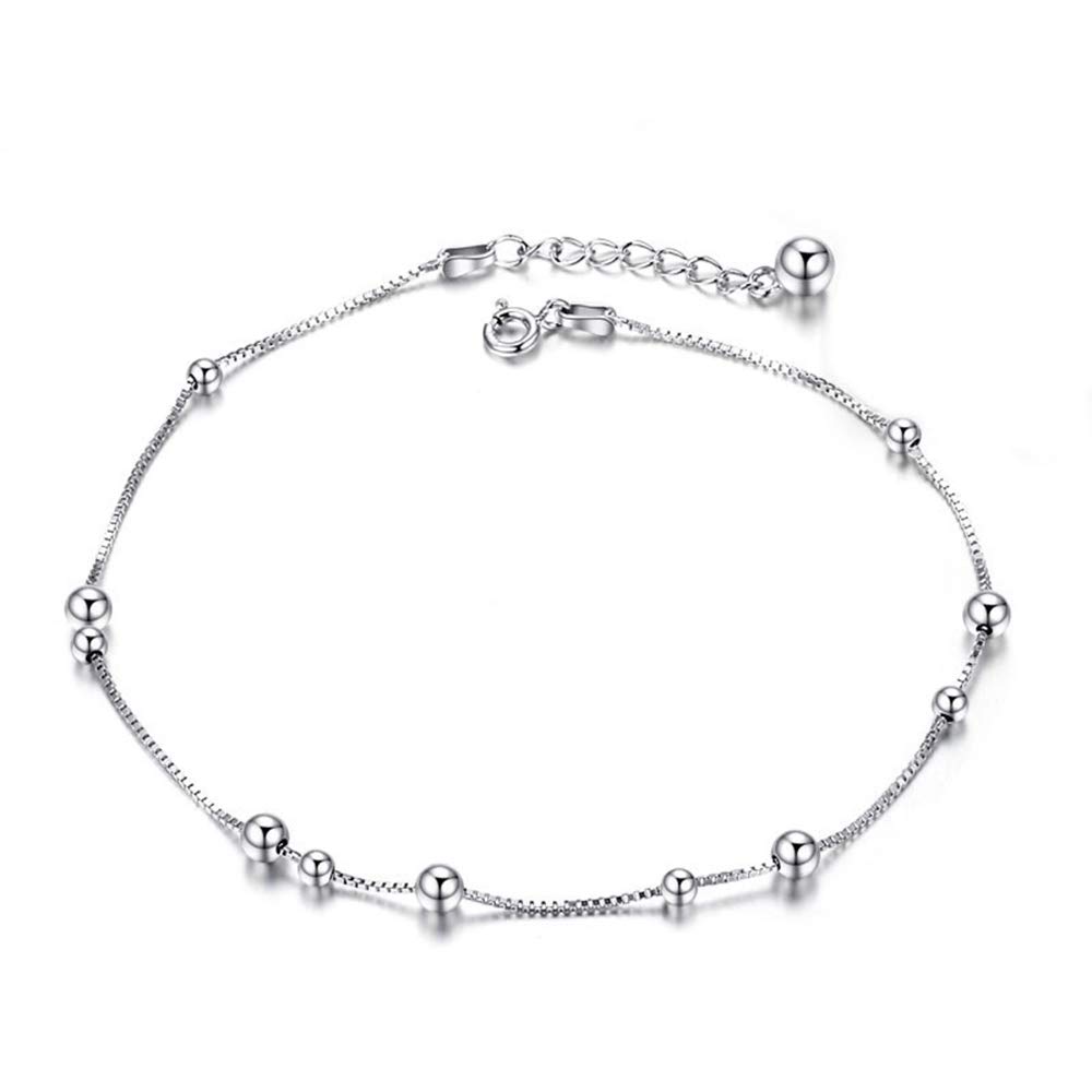 Minimalist 925 Sterling Silver Satellite Chain Anklet - Triple Layered Ball Bead Ankle Bracelet for Women & Girls | Perfect for Beach, Vacation & Summer Outfits