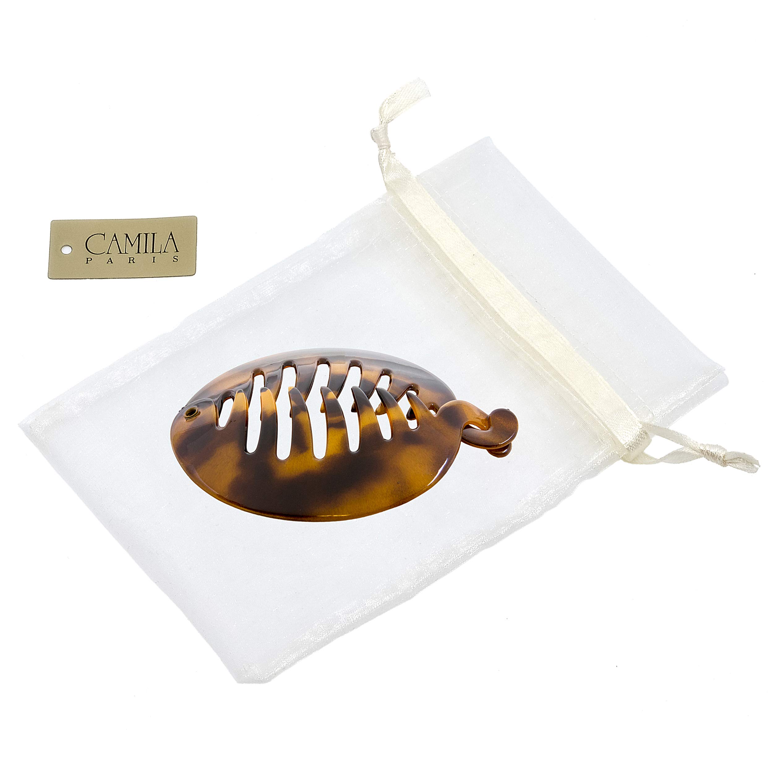Camila Paris CP2879 3.25 Inch French Banana Clip Hair Comb - Round Ponytail Holder for Women | Volume & Thick Hair Styling Accessory | Made in France | Perfect for Work, Parties & Everyday Hairstyles