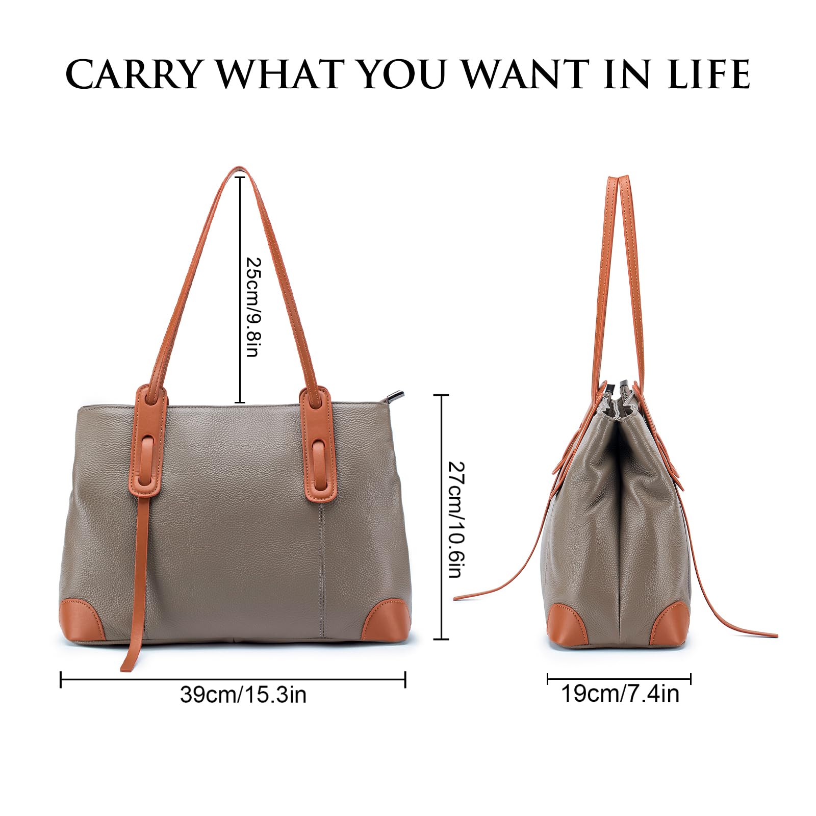imeetu Genuine Leather Tote Shoulder Handbag for Women - Large Capacity Waterproof Work Bag, Travel & Shopping Purse | Stylish Office & Everyday Use