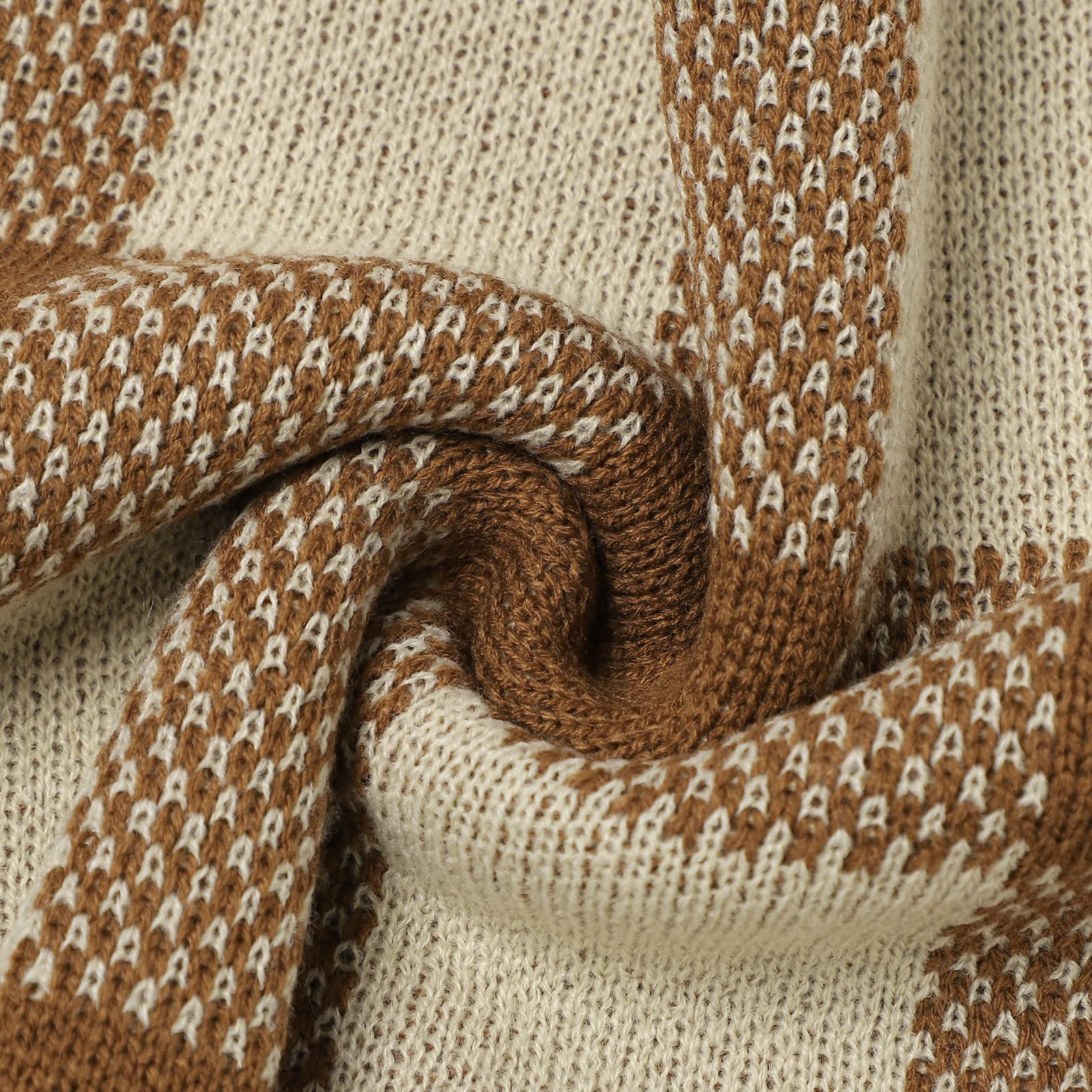 LAWKUL Crochet Coffee Baby Blanket - Soft Cable Knit Crib Blanket for Newborns (40