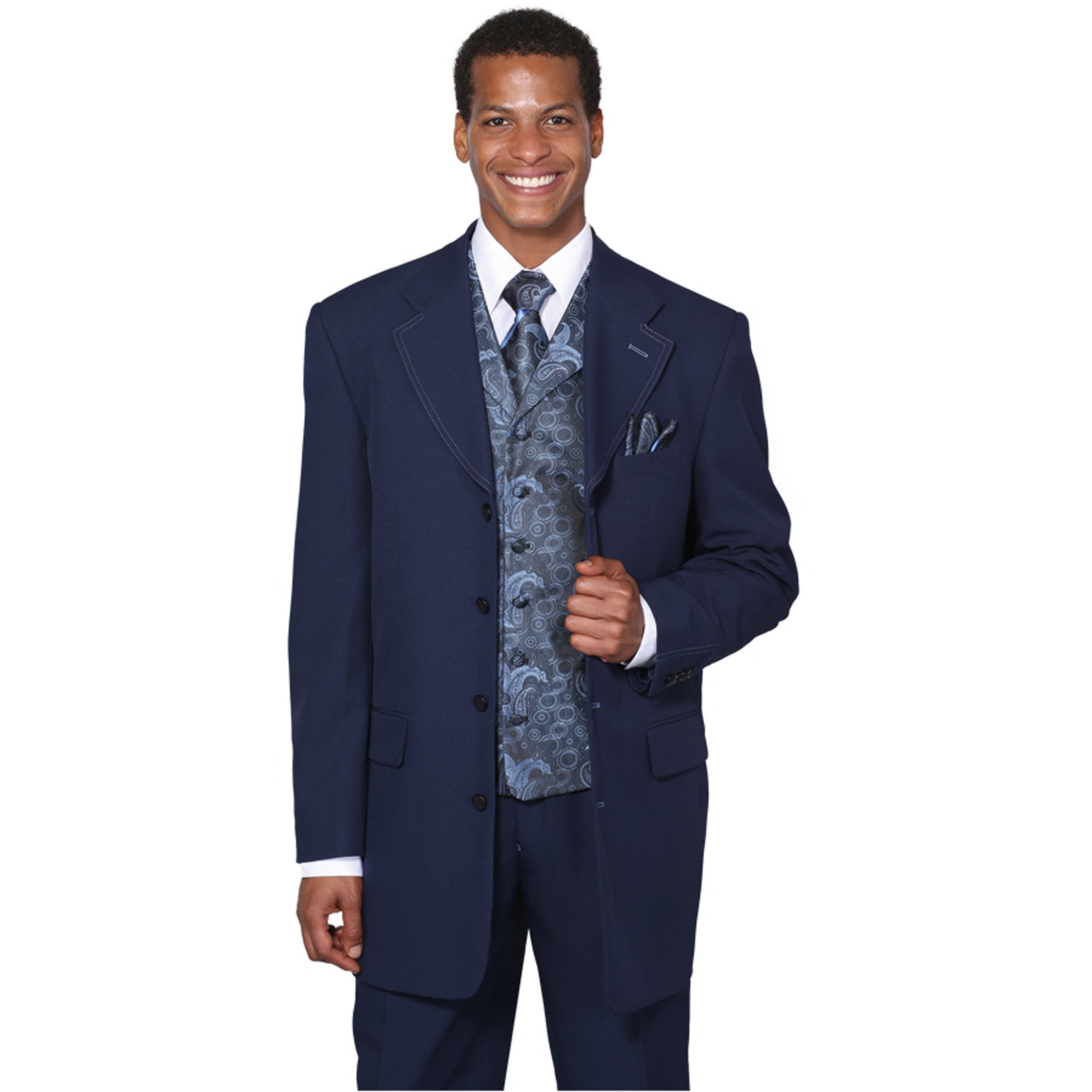 Men's Single Breasted Suit with Vest, Tie & Pocket Square - Slim Fit Double Vent Business Suit for Weddings, Office & Formal Events