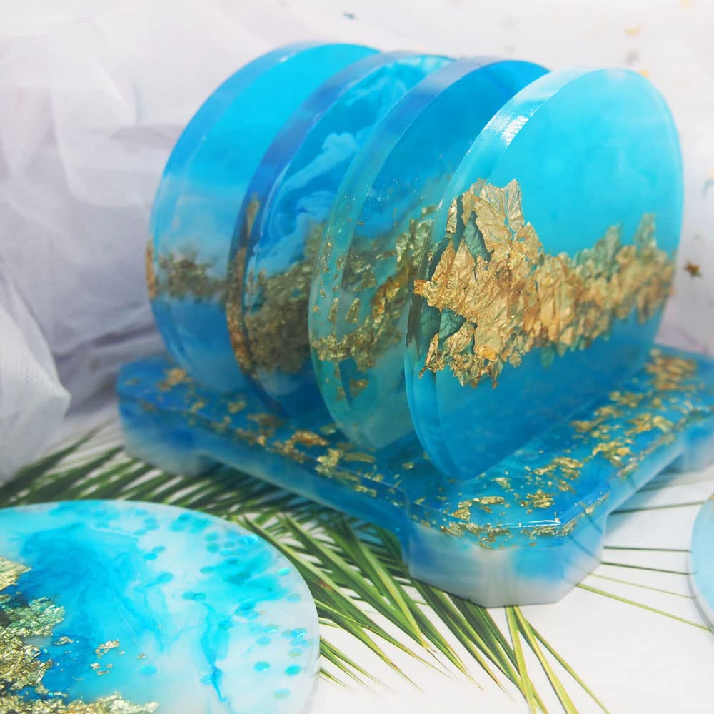 4-Piece Round Silicone Resin Coaster Molds Set with Unique Holder - DIY Epoxy Resin Casting Kit for Handmade Coasters, Cup Mats & Home Decor - Perfect for Crafting, Gift Making & Table Setting