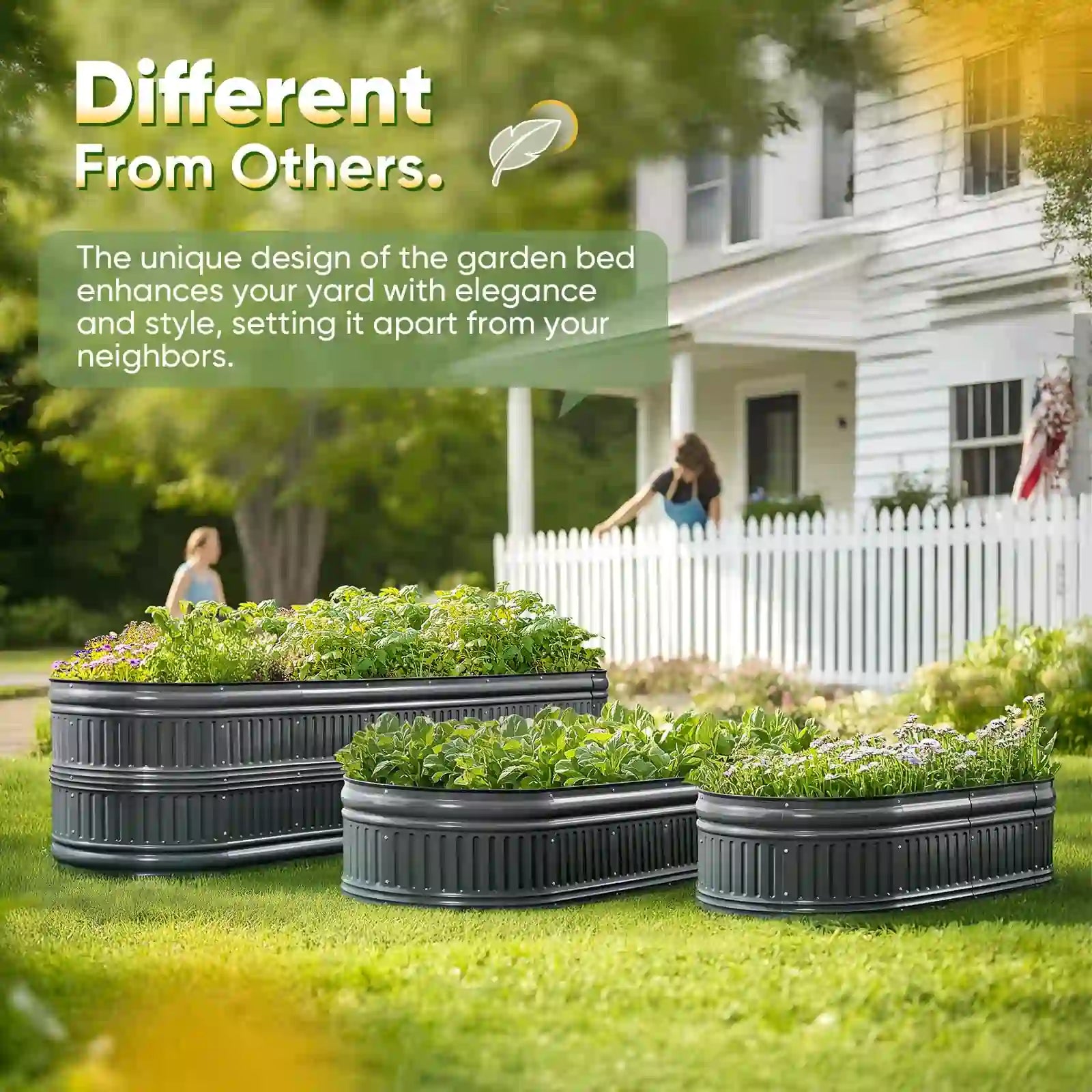 47x24x24 Inch Oval Raised Garden Bed Kit - Elevated Planter Box for Vegetables, Flowers & Herbs - Perfect for Backyard, Patio & Urban Gardening
