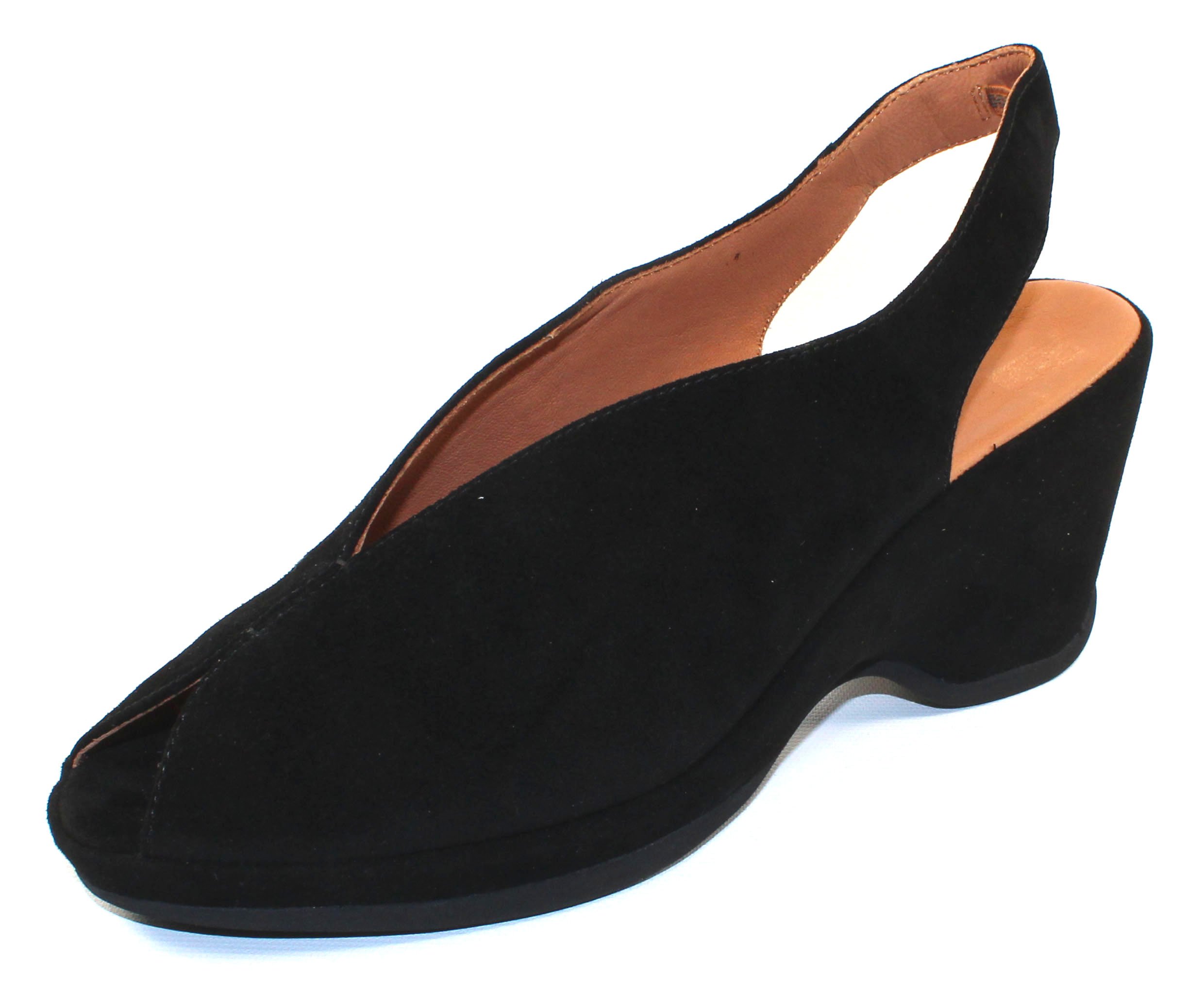 L'Amour des Pieds Women's Odetta Suede Peep Toe Platform Sandals - Comfortable Casual Shoes for Women, Black Kid Suede, Size 8 M - Perfect for Summer Outfits, Beach Vacations & Date Nights