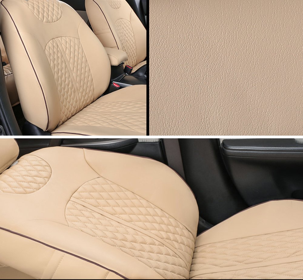Premium PU Leather Car Seat Covers for Lexus RC350 200t 300h - Custom Fit Front & Rear Seat Protectors (Beige) | Waterproof & Comfortable for Daily Commute & Road Trips