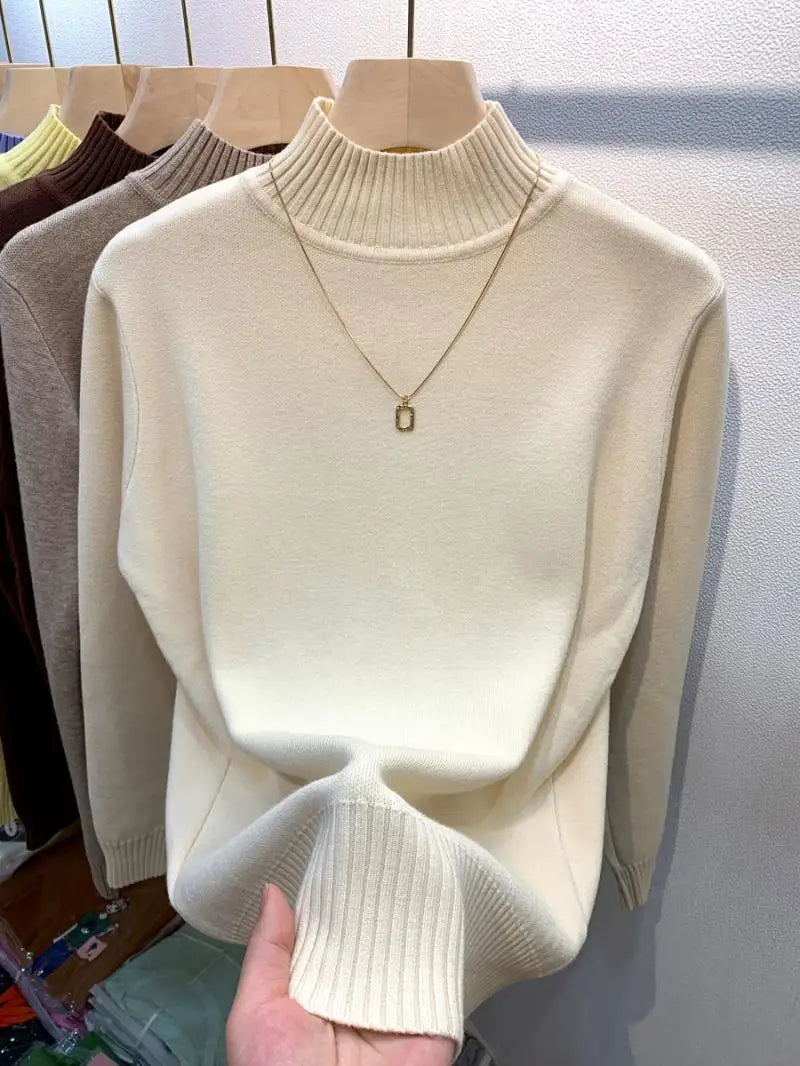 Candy Color Half Turtleneck Sweater for Women | Soft Slim Knit Pullover | Korean Style Casual Jumper | Warm Long Sleeve Knitwear for Fall & Winter | Perfect for Office, Dating & Coffee Dates