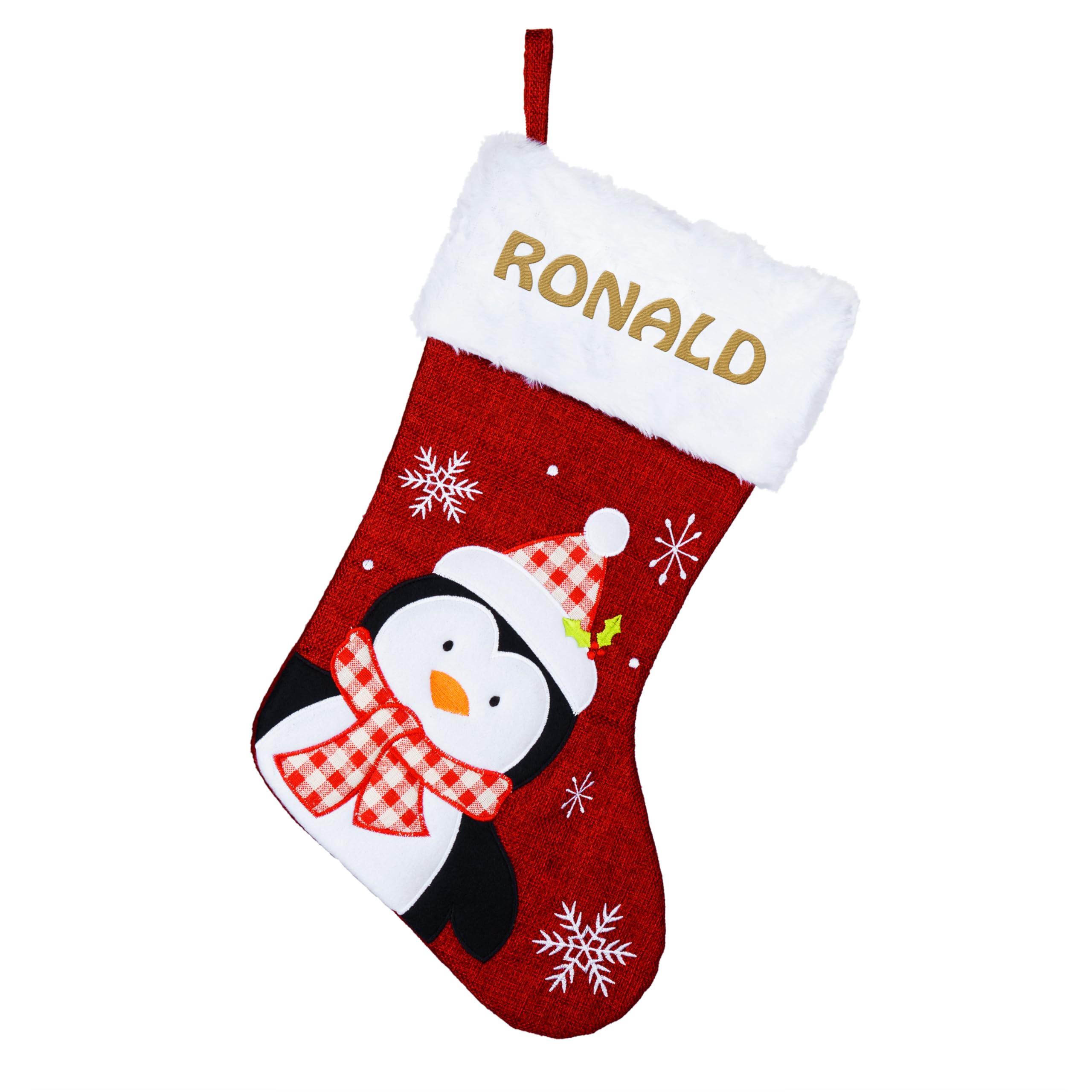 Personalized Christmas Stockings with Name - 7 Festive Designs & 6 Elegant Fonts - Custom Family Holiday Stockings for Fireplace Decor, Xmas Party & Gift Exchange - Perfect for Cozy Winter Celebrations & Penguin-Themed Decor