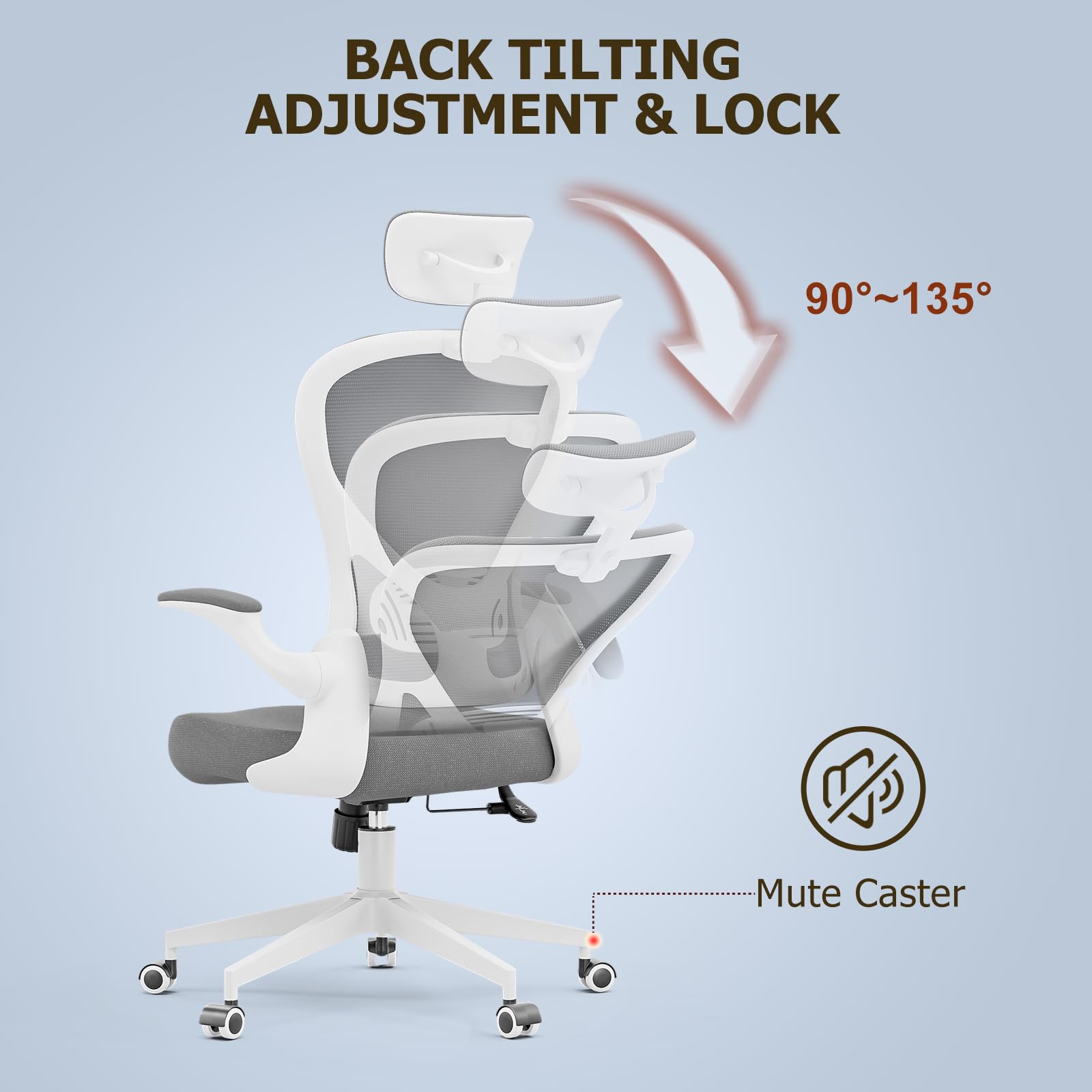 Frylr Heavy Duty Office Chair - Ergonomic Big and Tall Desk Chair with Supportive Mesh Back, 400lbs Weight Capacity, Grey - Perfect for Home Office, Gaming, and Executive Workspaces