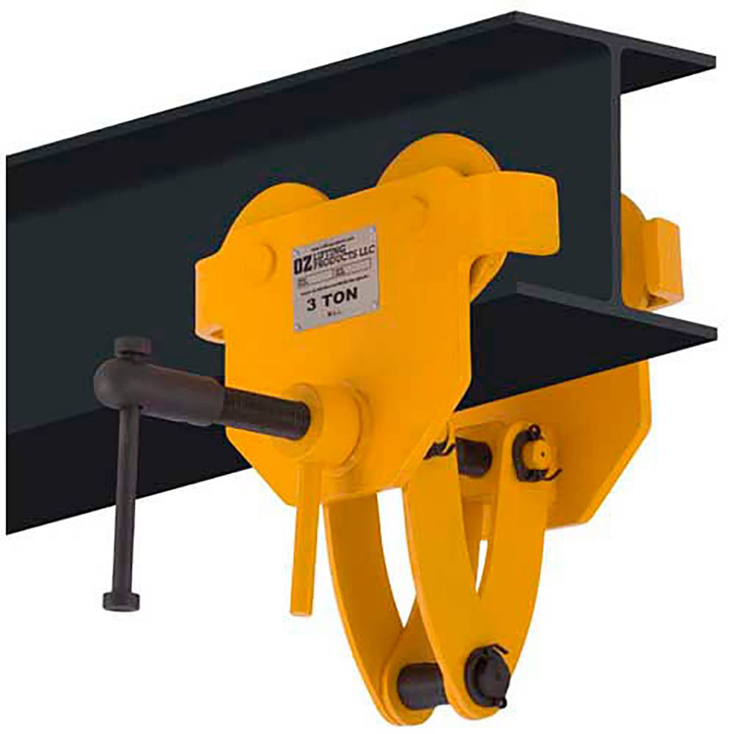 OZ Lifting OZ3BTC Beam Trolley with Clamp - 3 Ton Capacity for Heavy-Duty Construction, Warehouse, and Industrial Material Handling