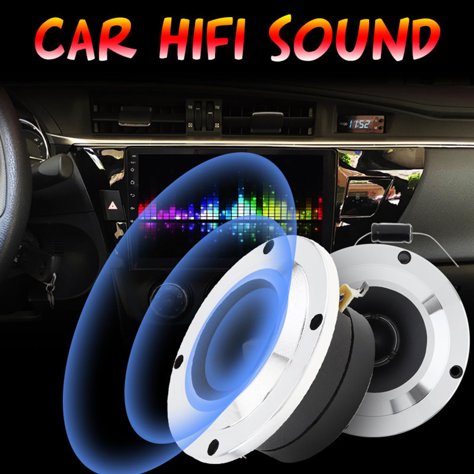 2PCS High-Fidelity Car Tweeter Speakers - Premium Auto Door Stereo Tweeters with Clear Treble for Enhanced Music Experience | Perfect for Car Audio Upgrades & Vehicle Sound System Enhancement