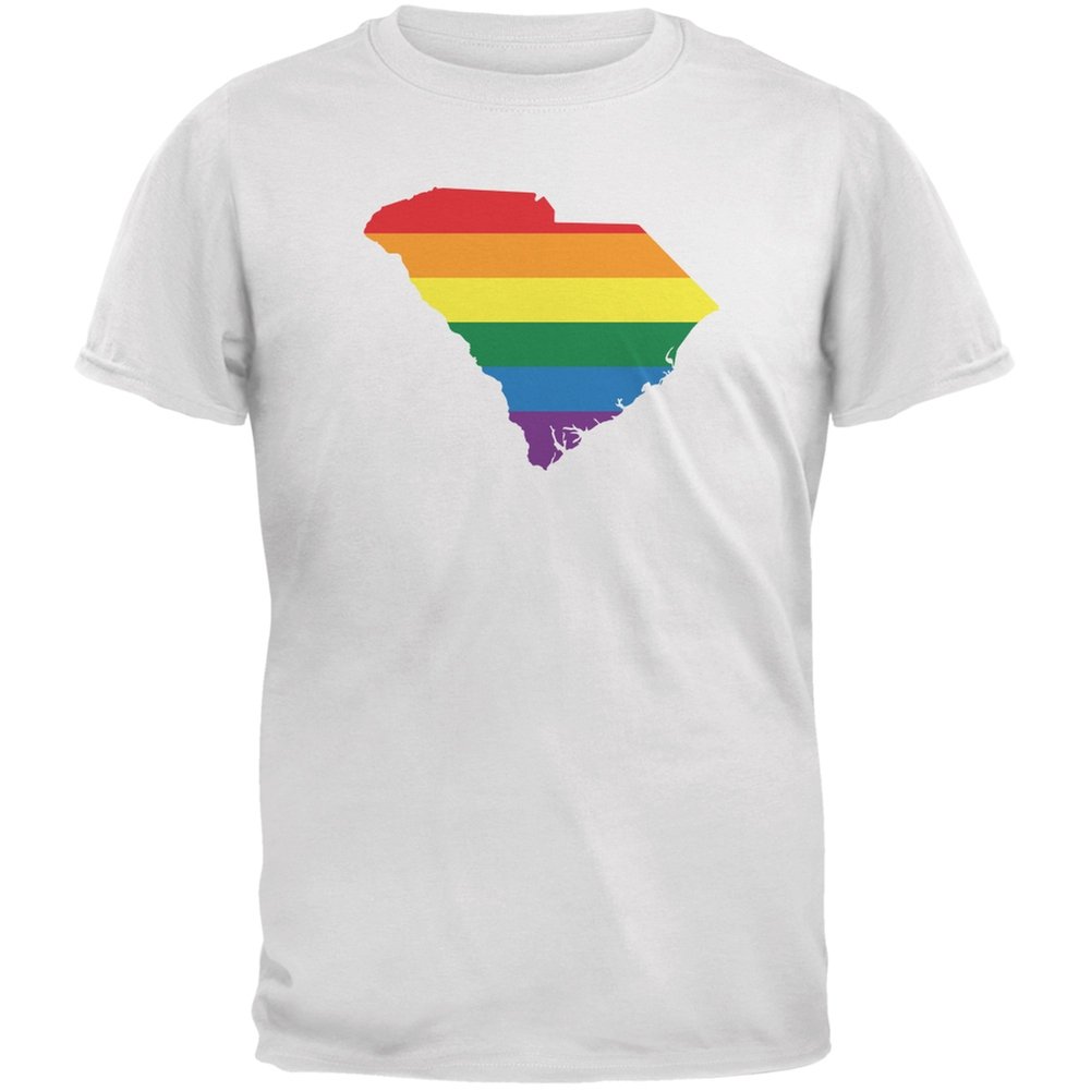 South Carolina LGBT Gay Pride Rainbow White Adult T-Shirt - X-Large | Comfortable Cotton Tee for Pride Parades, LGBTQ+ Events & Everyday Wear