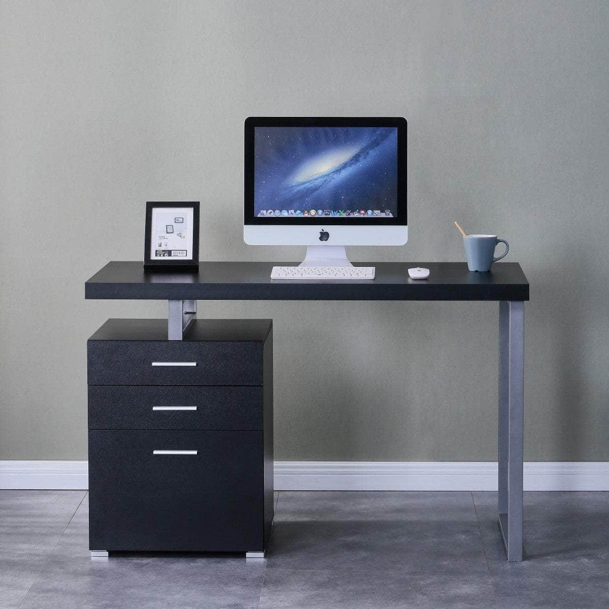 Verona Desk with 3 Storage Drawers - Available in White & Oak | Modern Home Office Desk with Ample Storage for Small Spaces