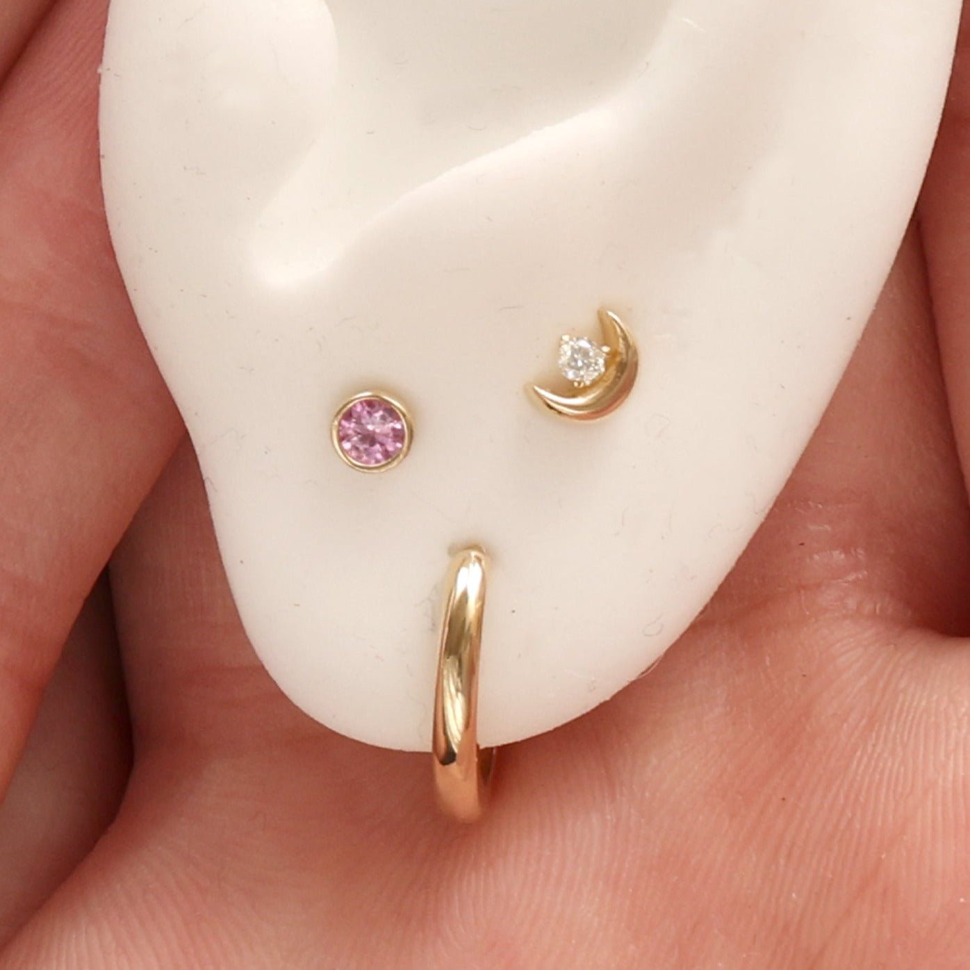 14K Yellow Gold Round Pink Tourmaline Stud Earrings - Bezel Set Flat Back Earrings for Women, Perfect for Everyday Wear & Special Occasions