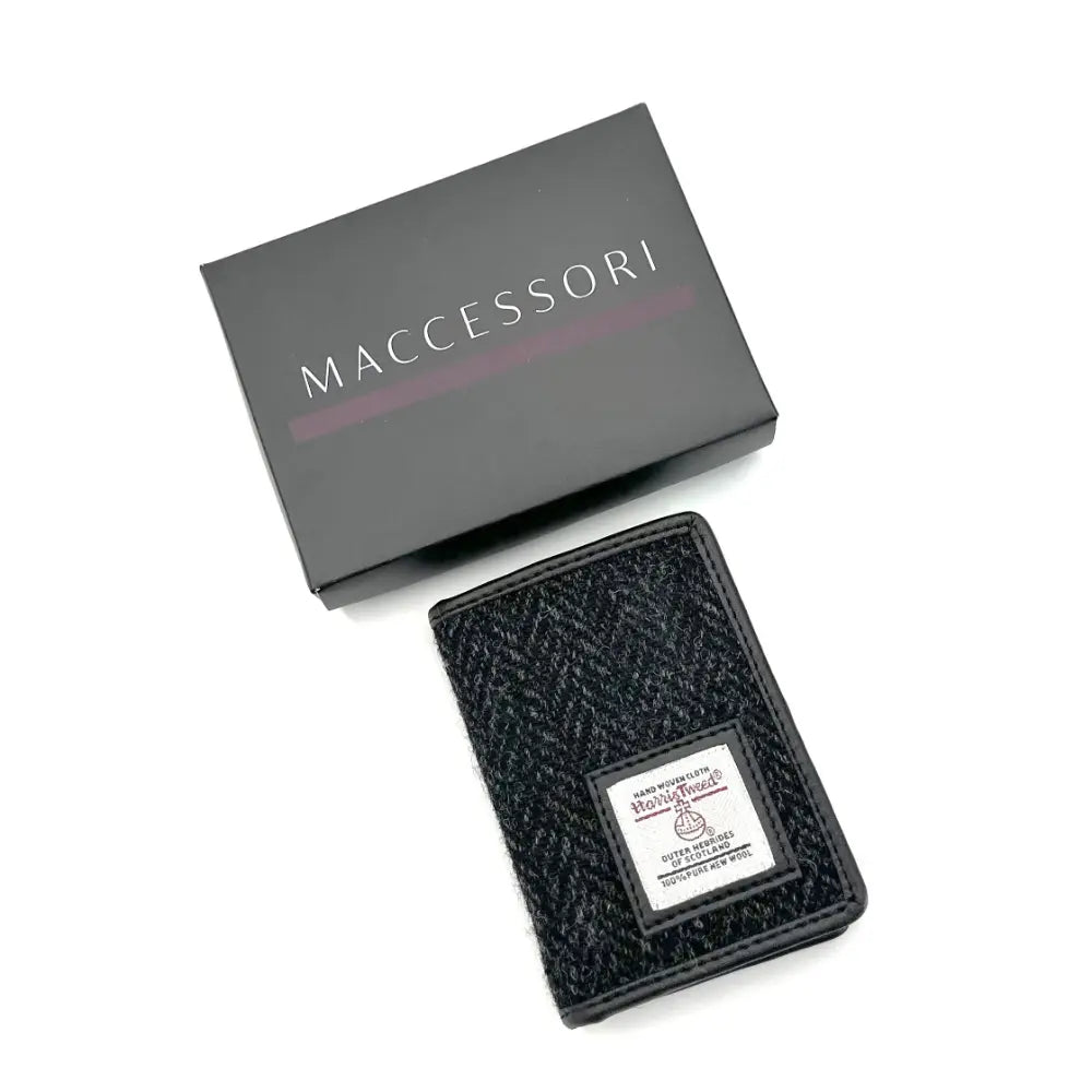 Harris Tweed Card Holder for Men & Women - Premium Charcoal Gray RFID Blocking Slim Wallet - Perfect for Business, Travel & Everyday Use