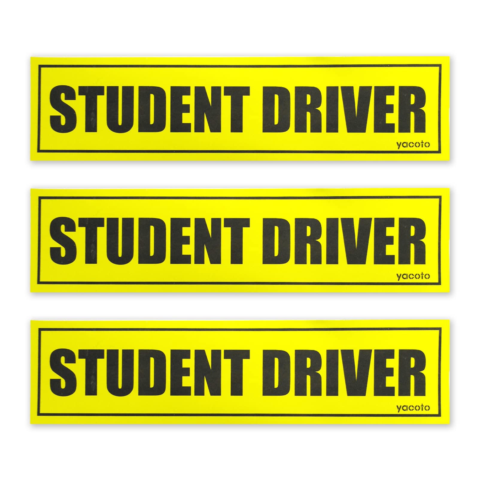 Set of 3 Reflective Student Driver Magnets - High Visibility Safety Car Decals for New Drivers | Perfect for Bumper, Window & Vehicle Safety | School, Practice & Road Test Scenarios