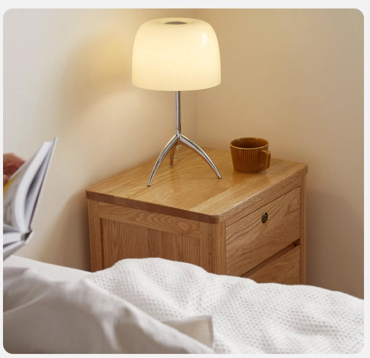 Solid Oak Wood Nightstand with Locking Drawer - Stylish and Durable Bedside Table for Bedroom, Living Room, or Guest Room