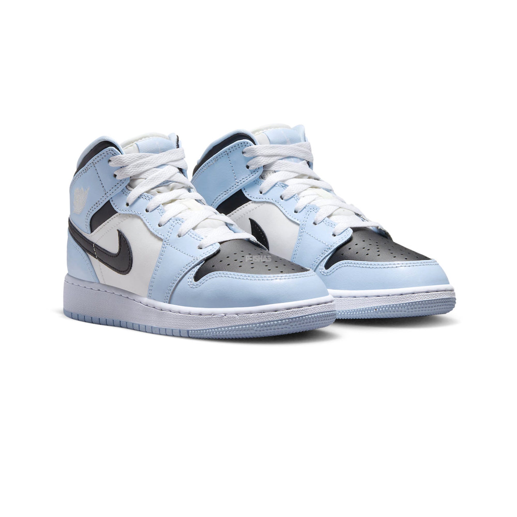 Air Jordan 1 Mid 'Ice Blue' GS Sneakers for Girls (2022) - Comfortable Basketball Shoes for School, Sports & Casual Wear