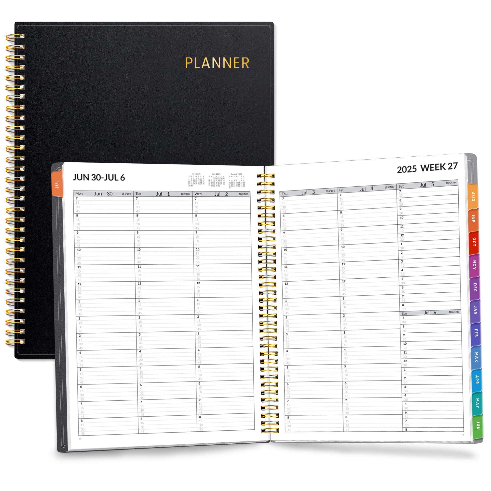 SUNEE 2025-2026 Academic Planner - Weekly & Monthly Appointment Book with Quarter-Hourly Scheduling from July 2025 to June 2026, 8.5