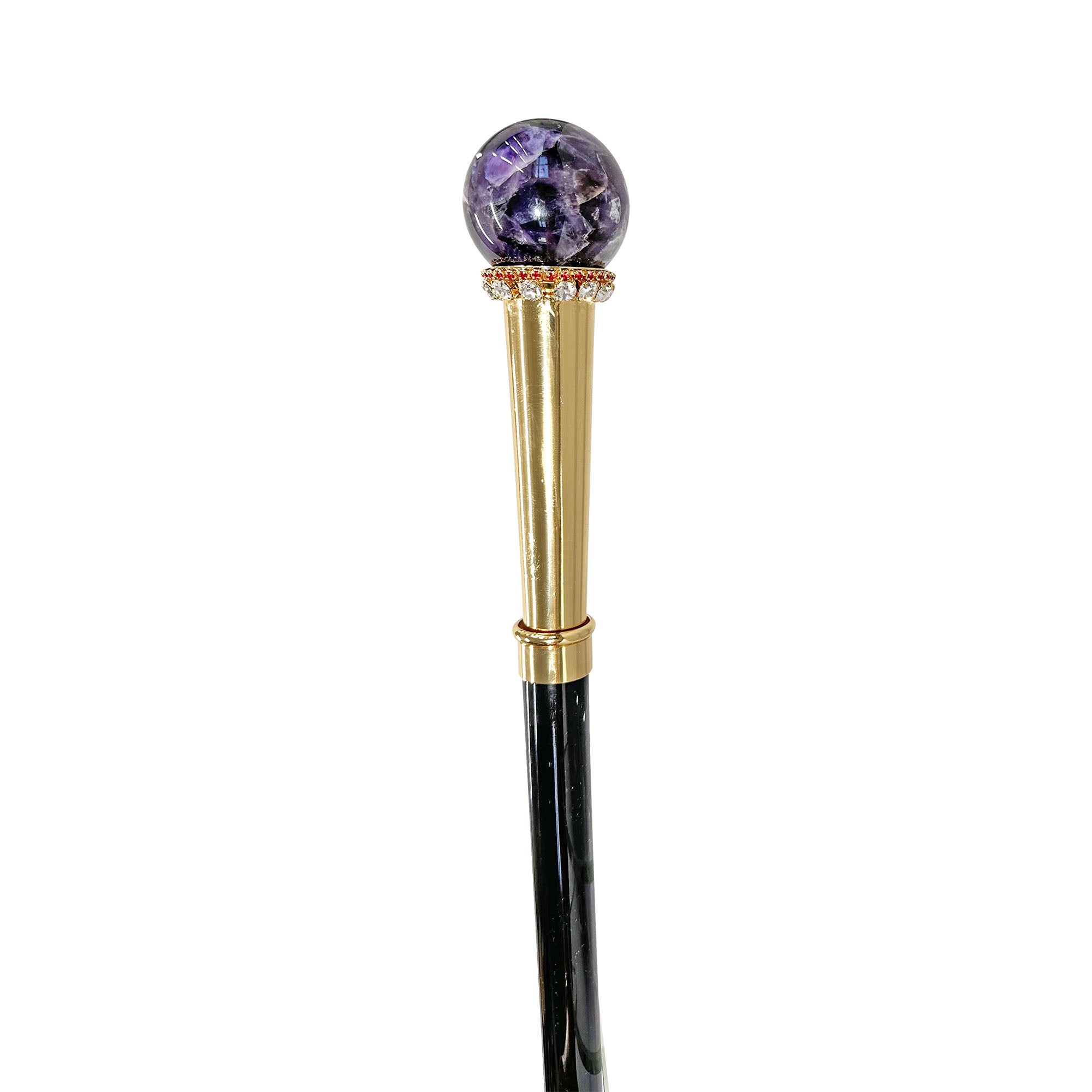 Natural Amethyst Crystal Walking Stick with Exquisite Mineral Sphere - Elegant Cane for Hiking, Outdoor Adventures & Senior Support