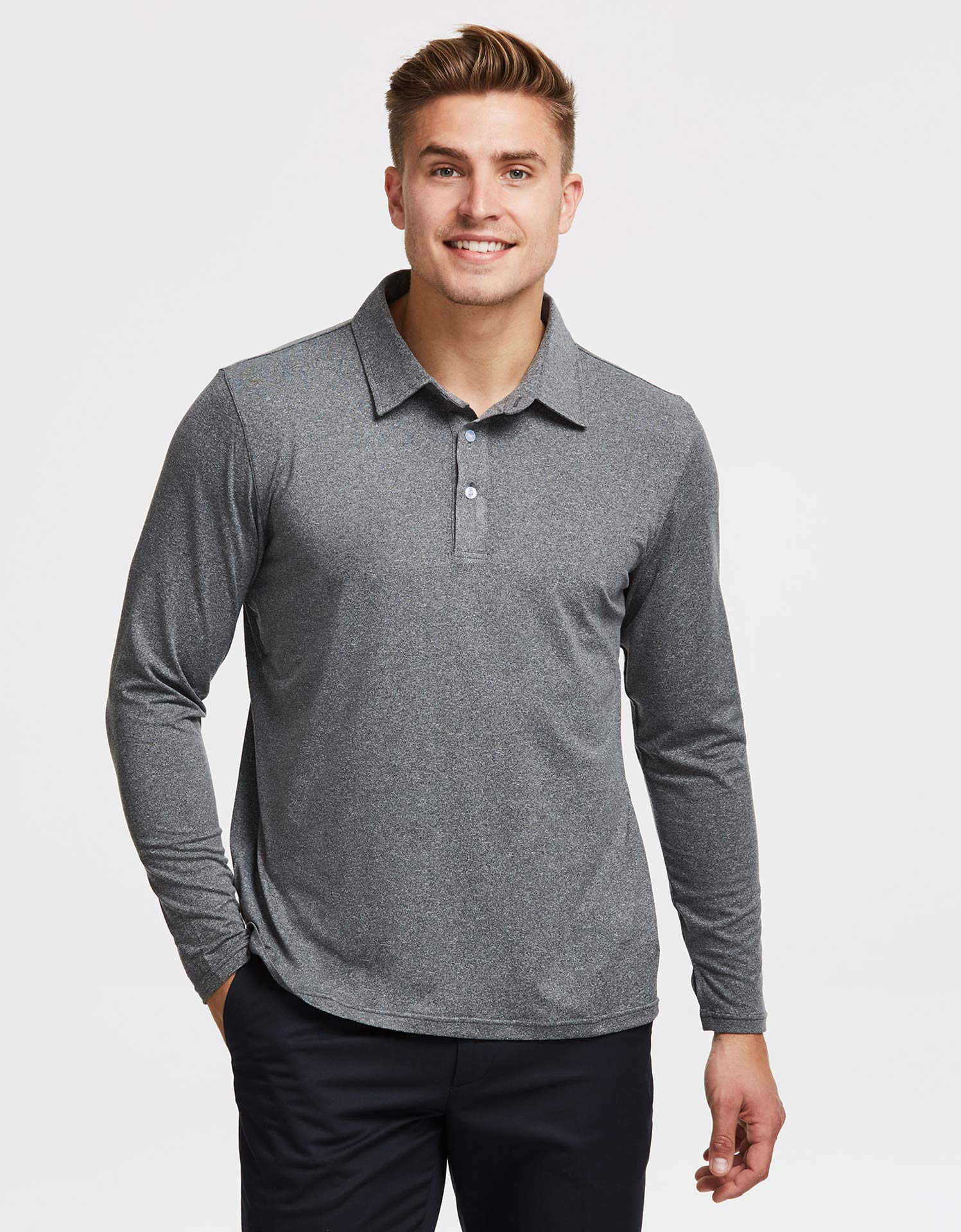 Solbari UPF 50+ Men's Sun Protection Long Sleeve Polo Shirt - UV Blocking, Breathable & Quick-Dry Activewear for Golf, Hiking & Outdoor Activities