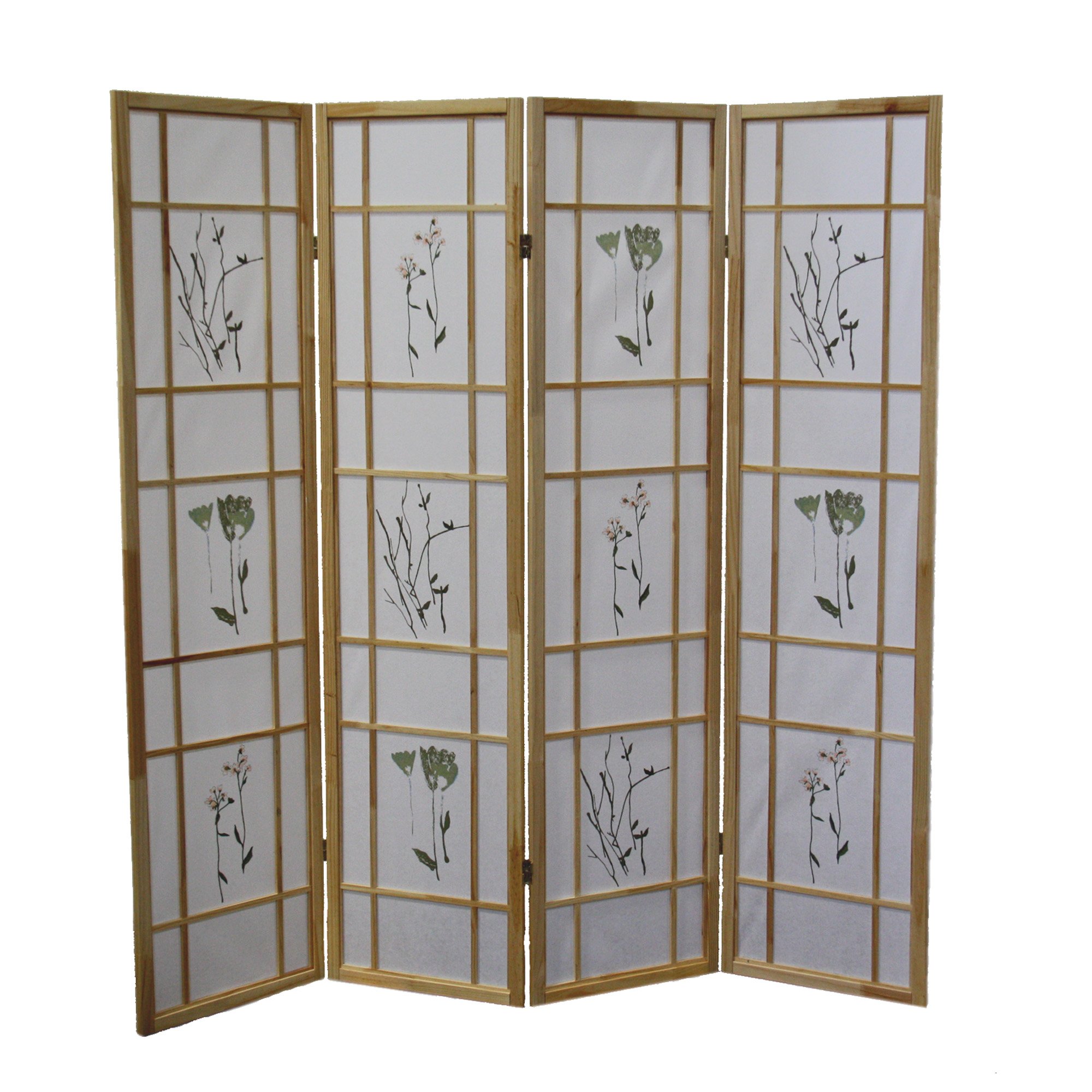 4 Panel Room Divider Screen - Natural Wood Folding Privacy Partition for Home, Office, Bedroom & Studio Decor | Space Separator for Indoor Use