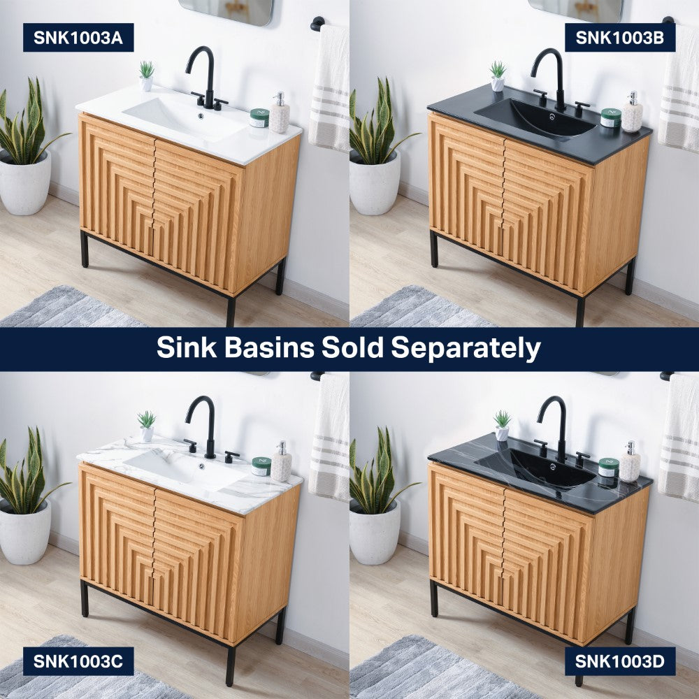 Modern Geometric 2-Shelf Bathroom Vanity Cabinet - Transitional Style, No Sink Included | Perfect for Small Bathrooms & Powder Rooms, Space-Saving Storage Solution