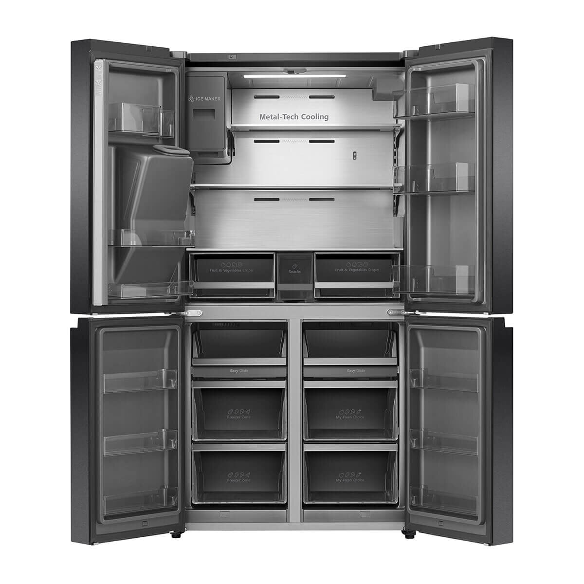 Hisense 585L PureFlat Eclipse Refrigerator - Dark Stainless Steel HRCD586TBWB - Large Capacity French Door Fridge for Modern Kitchen & Family Use