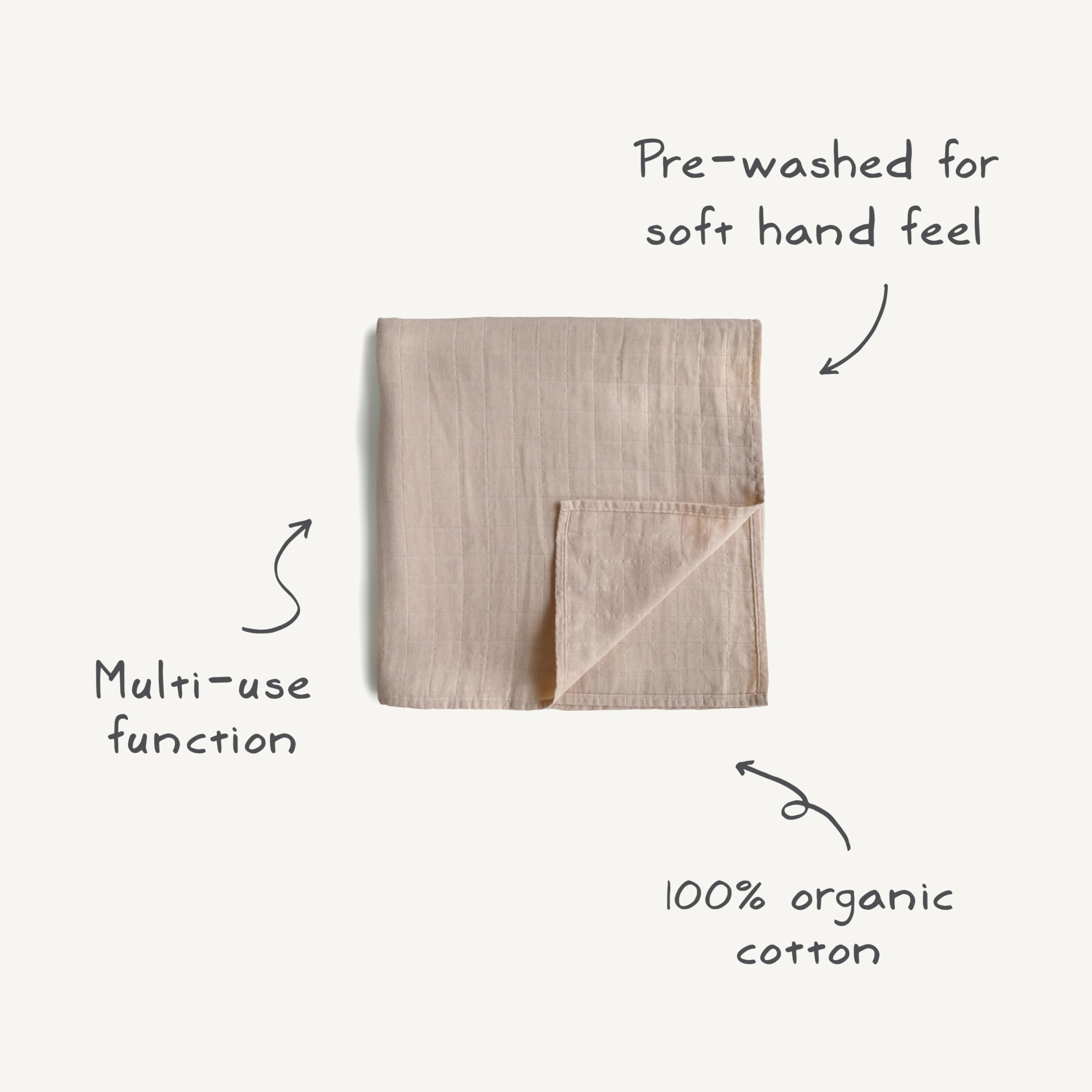 Mushie Muslin Baby Swaddle Blanket - 100% Organic Cotton Soft Breathable Receiving Blanket for Newborns | Flowers Print | Perfect for Swaddling, Nursing & Stroller Cover