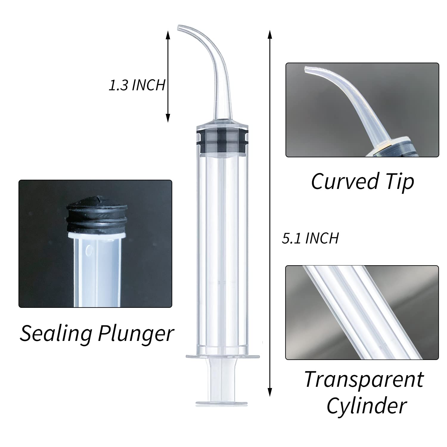 50 Pack Wisdom Teeth Syringe - Curved Dental Irrigation Syringes for Oral Care, Tonsil Stone Removal, TMJ & Chin Pain Relief, Post-Surgery Recovery, Dentist Implant Cleaning & Feeding Water (Ideal for Home Dental Care & Post-Op Recovery)