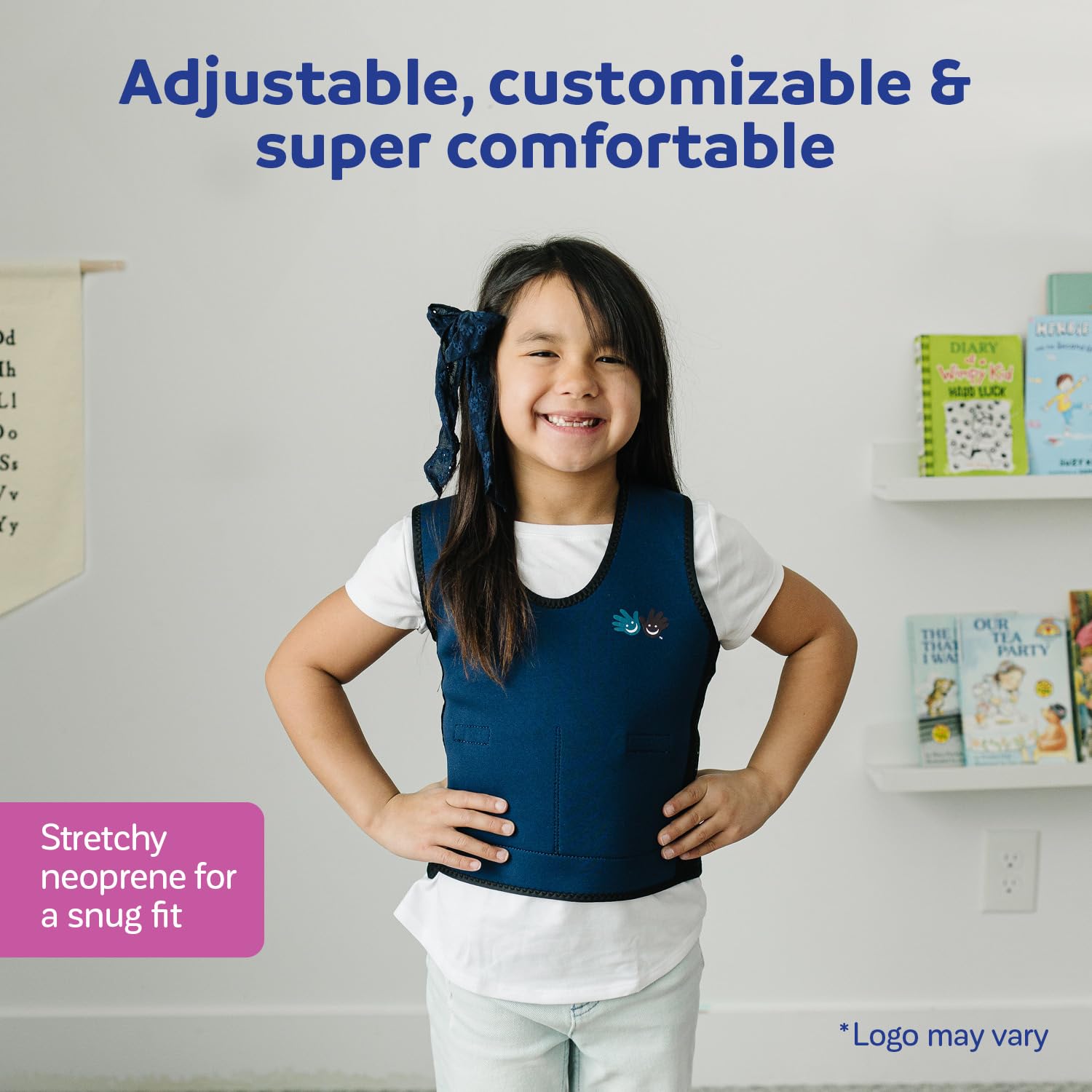 Blue Weighted Compression Vest for Kids & Adults - Sensory Calming Vest for Autism, ADHD, Anxiety - Adjustable Weighted Vest for Toddlers, Teens & Adults - Perfect for Therapy, School & Home Use