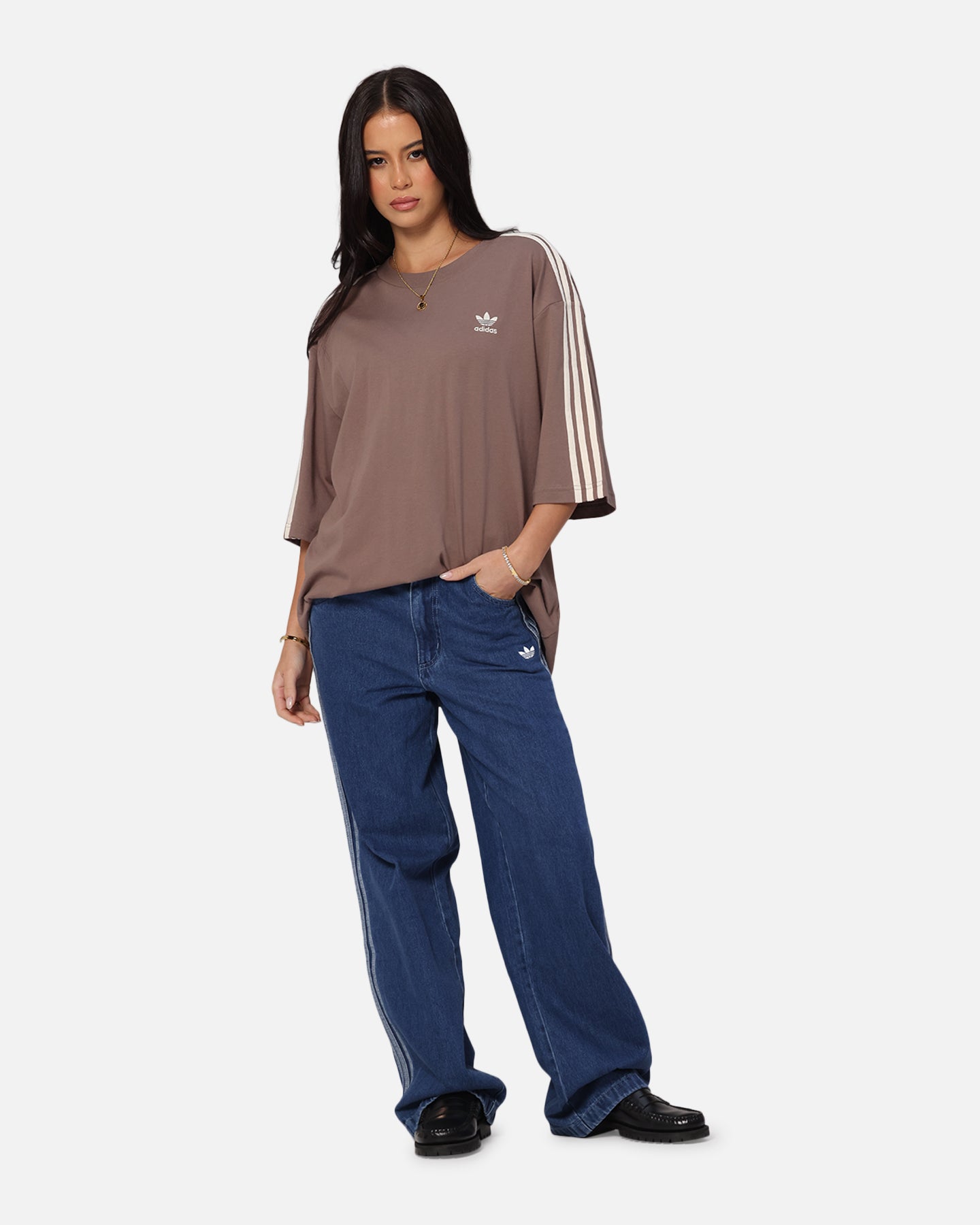 Adidas Oversized T-Shirt for Men - Soft Cotton Brown Casual Tee - Perfect for Streetwear, Lounge & Everyday Outfits