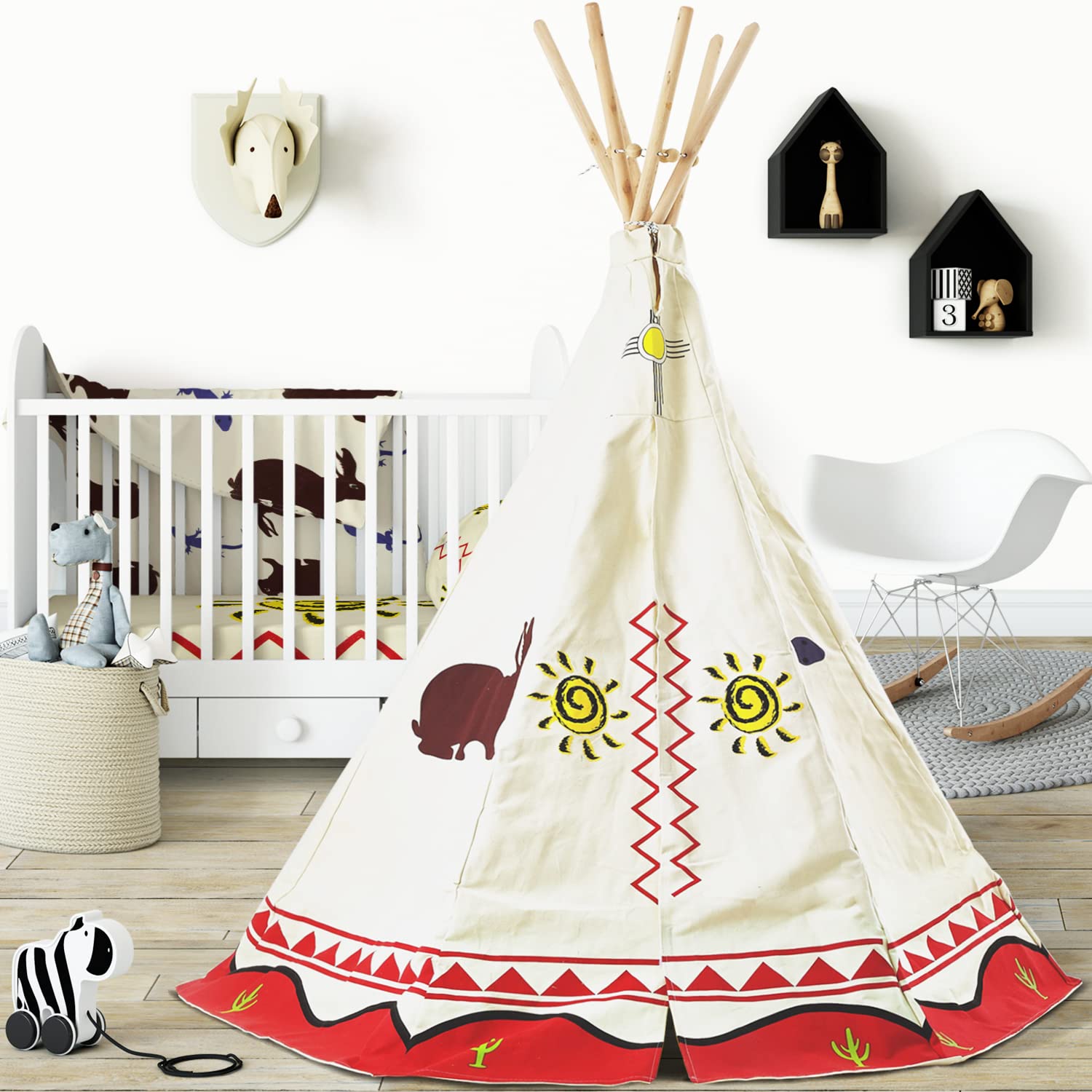 Kids Play Teepee Tent - Cotton Indian Tipi Playhouse for Indoor & Outdoor Games | Perfect for Backyard, Camping, and Imaginative Play
