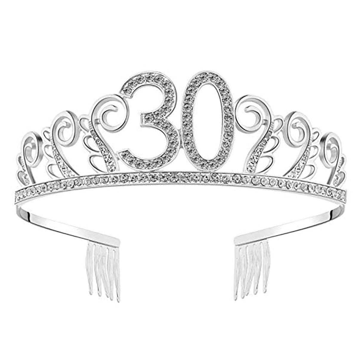 LKXHarleya 30th Birthday Crystal Tiara Headband - Rhinestone Princess Crown for Women | Perfect for Birthday Parties, Bridal Showers & Special Occasions