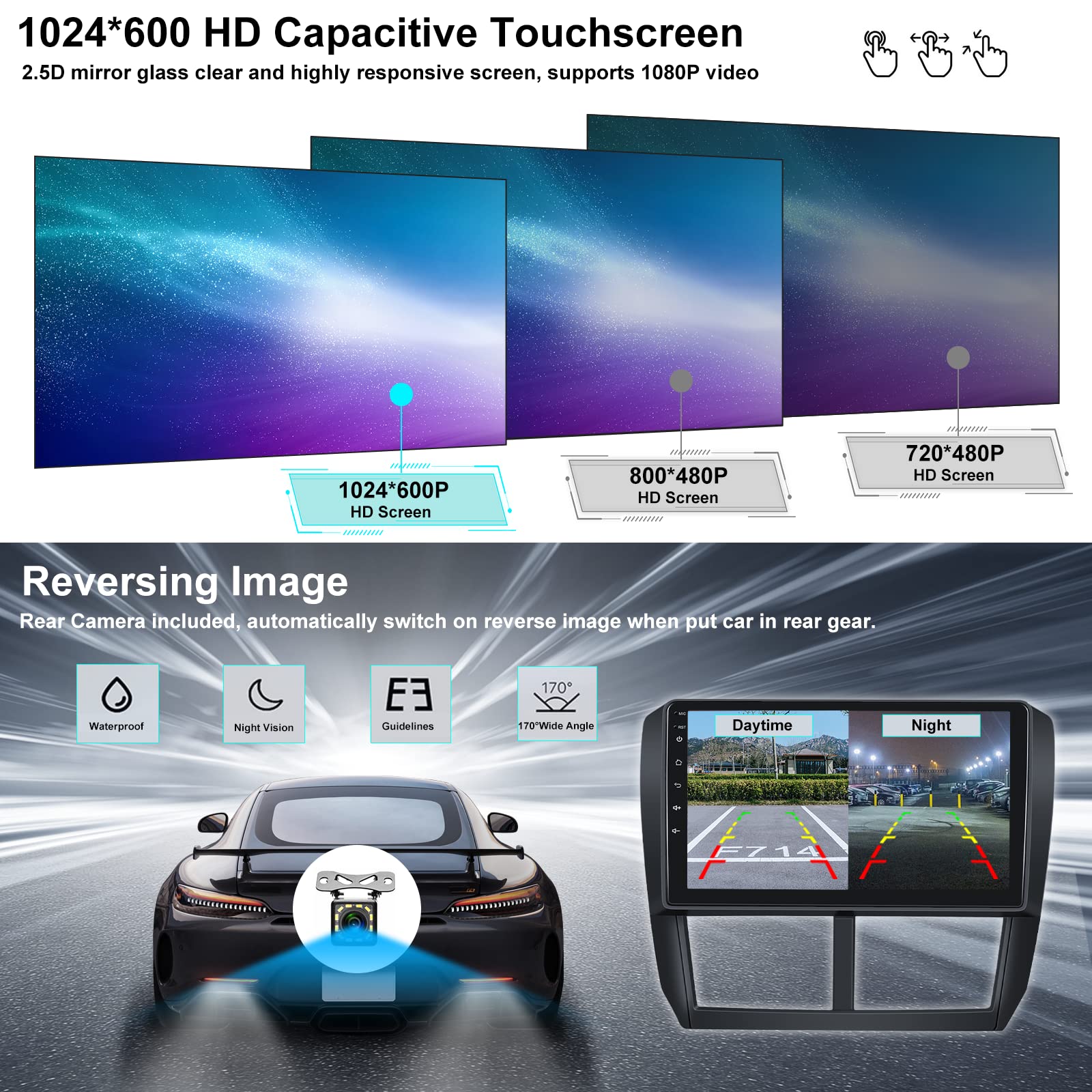 UNITOPSCI 9 Inch Android Car Stereo for Subaru Forester Impreza WRX 2008-2012 | Double Din HD Touchscreen | Bluetooth GPS Navigation | FM Radio USB Mirror Link | Backup Camera Included | Perfect for Road Trips & Daily Commuting