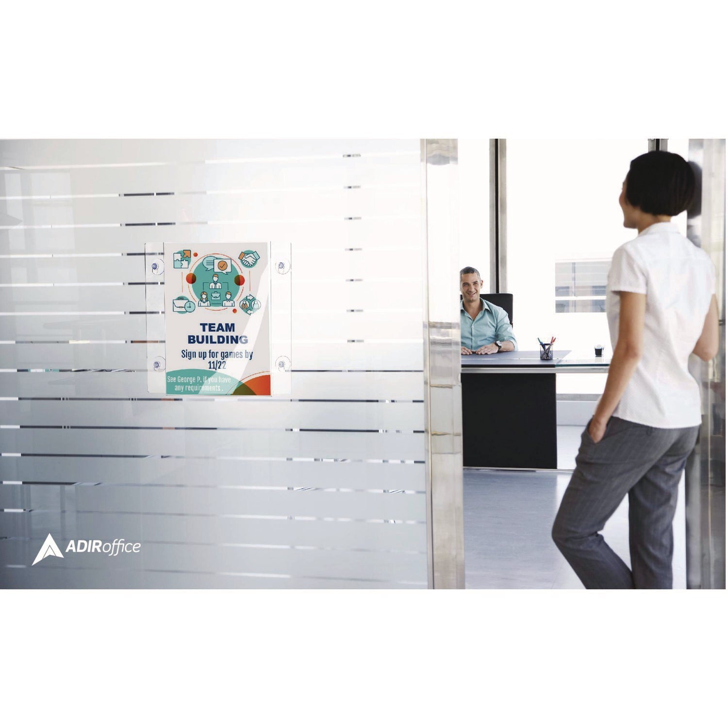 AdirOffice Clear Acrylic Suction Mount Window Sign Holders - 8.5
