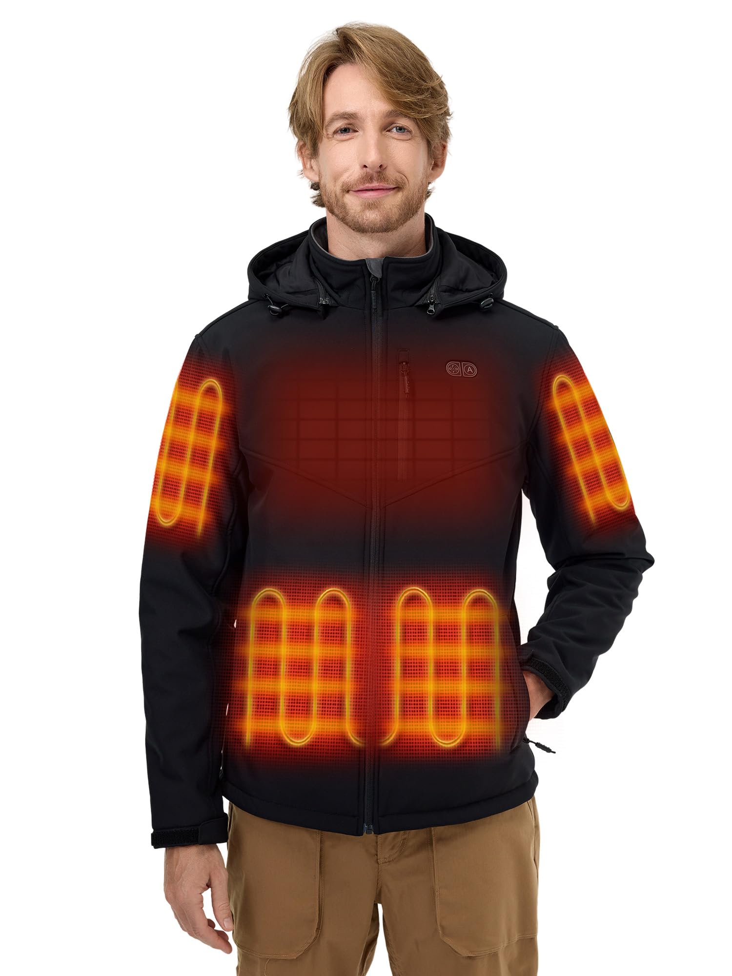 ORORO Men's Heated Jacket with 5 Adjustable Heat Zones & Pocket Warmer - Battery Powered Winter Coat for Outdoor Activities (Hiking, Skiing, Camping)